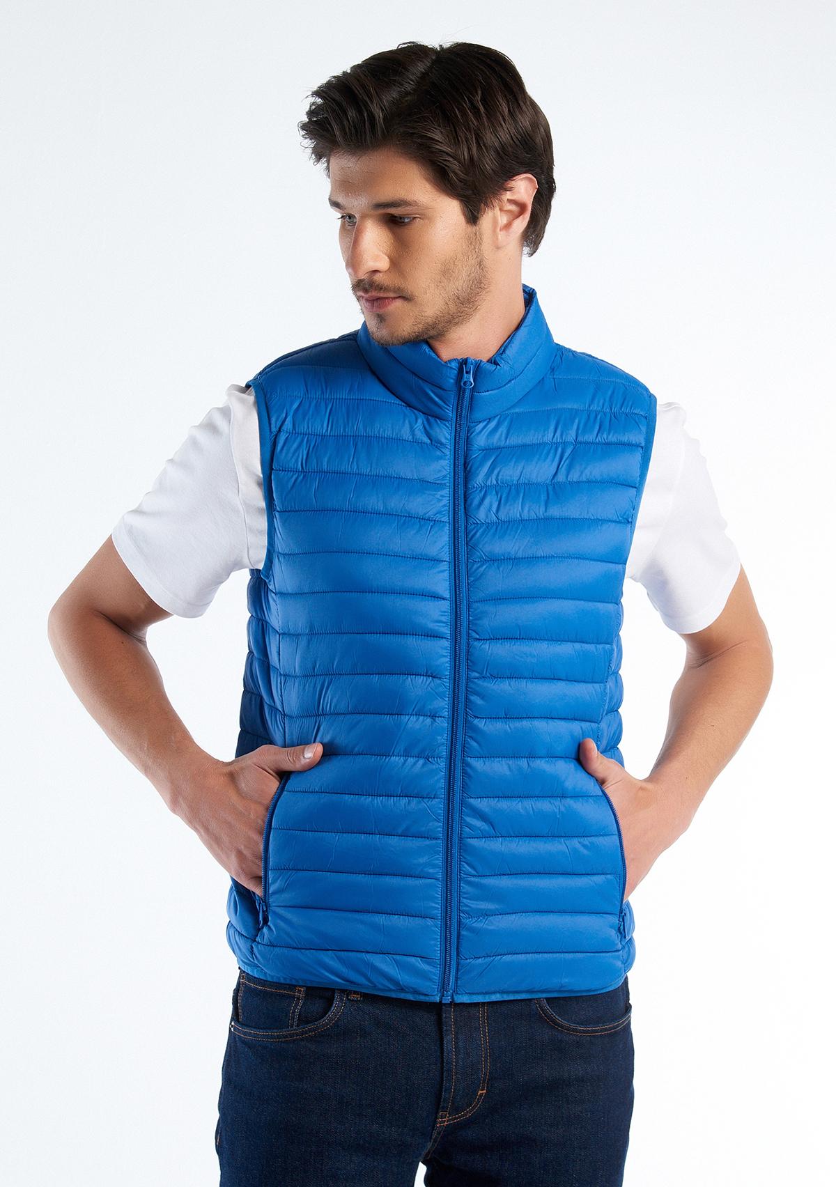 Erkek Koyu Mavi Eco-Recyle Dolgulu Pufa Yelek
