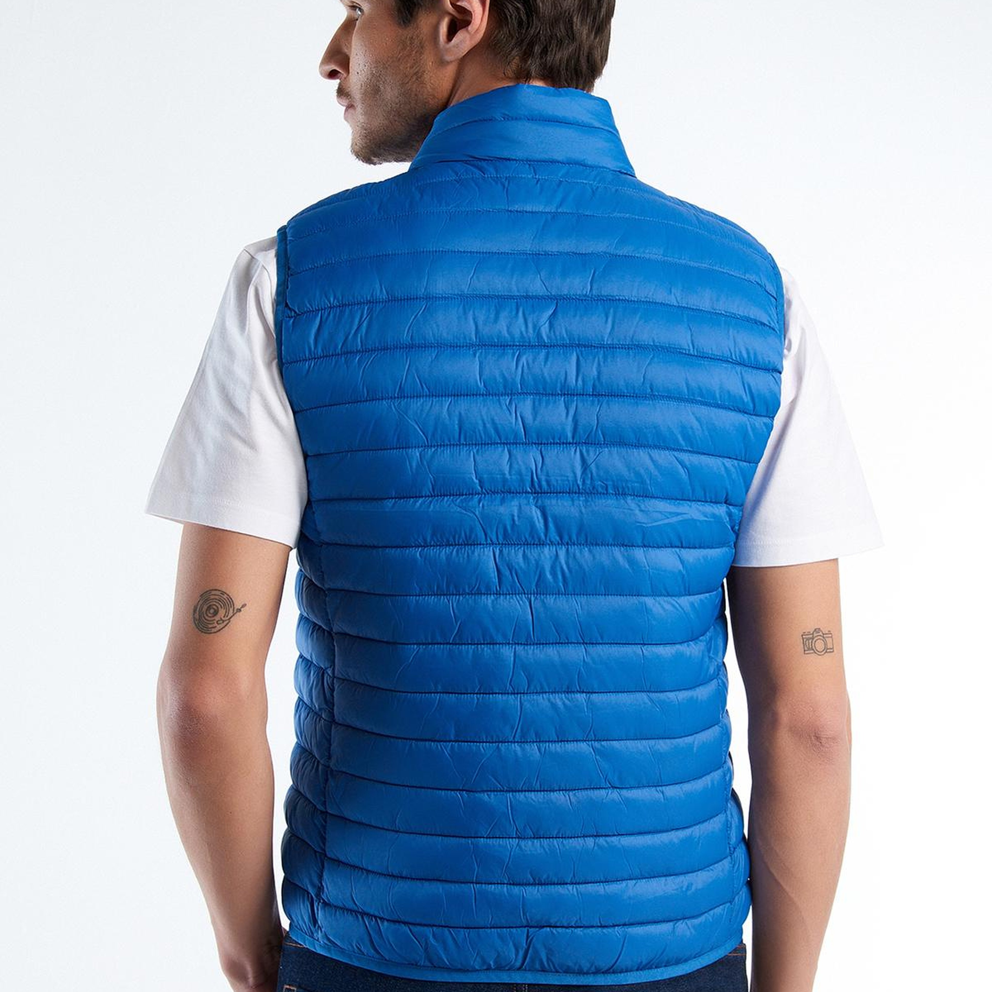 Erkek Koyu Mavi Eco-Recyle Dolgulu Pufa Yelek