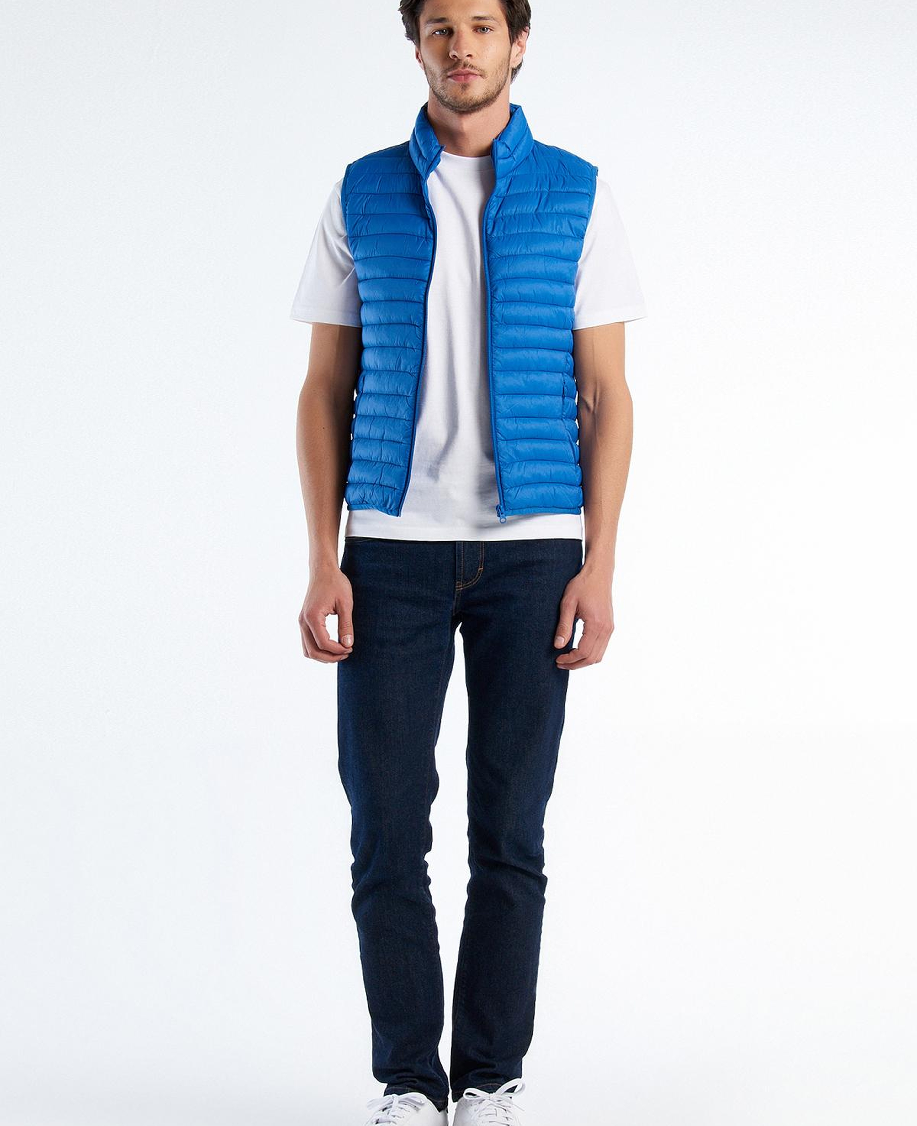 Erkek Koyu Mavi Eco-Recyle Dolgulu Pufa Yelek