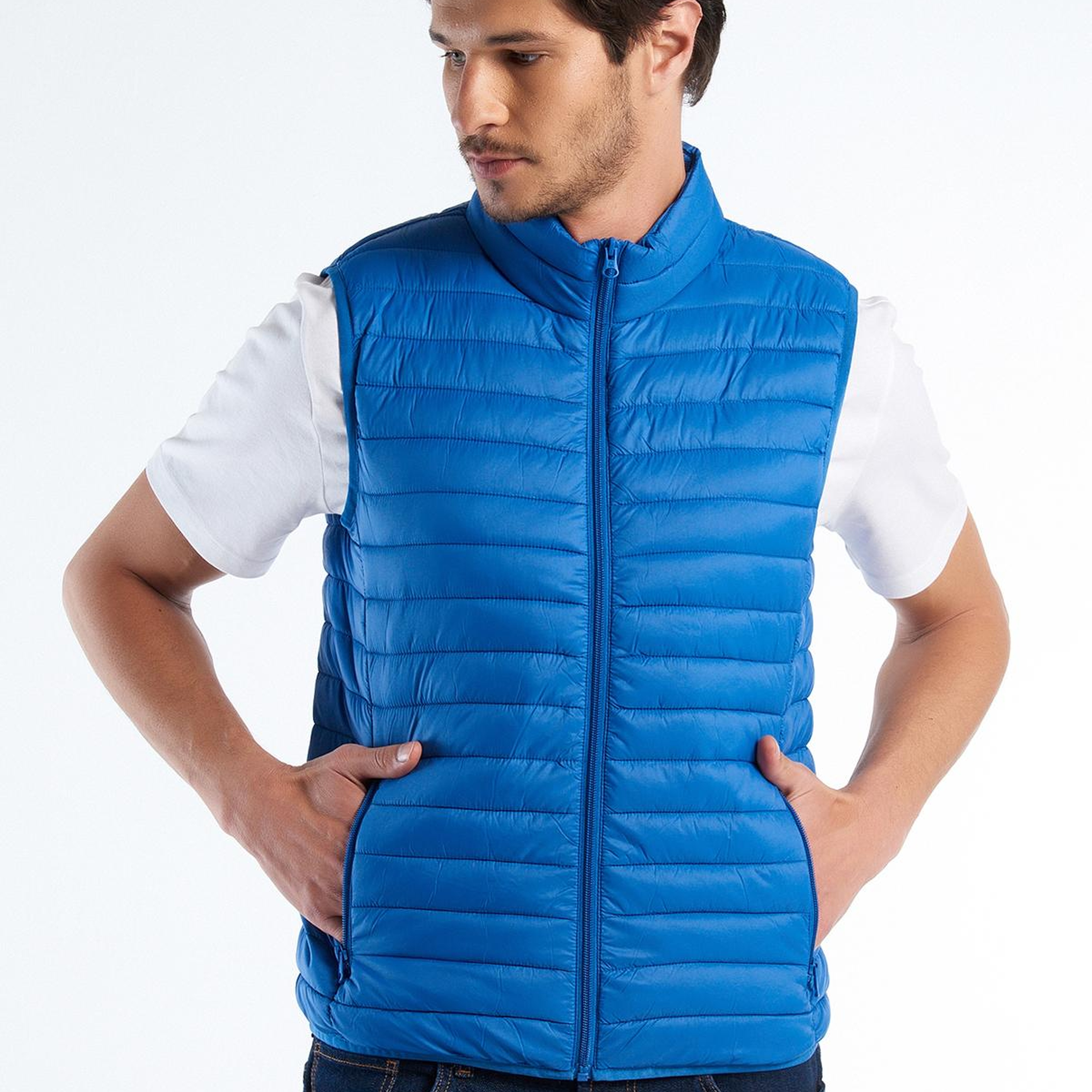 Erkek Koyu Mavi Eco-Recyle Dolgulu Pufa Yelek