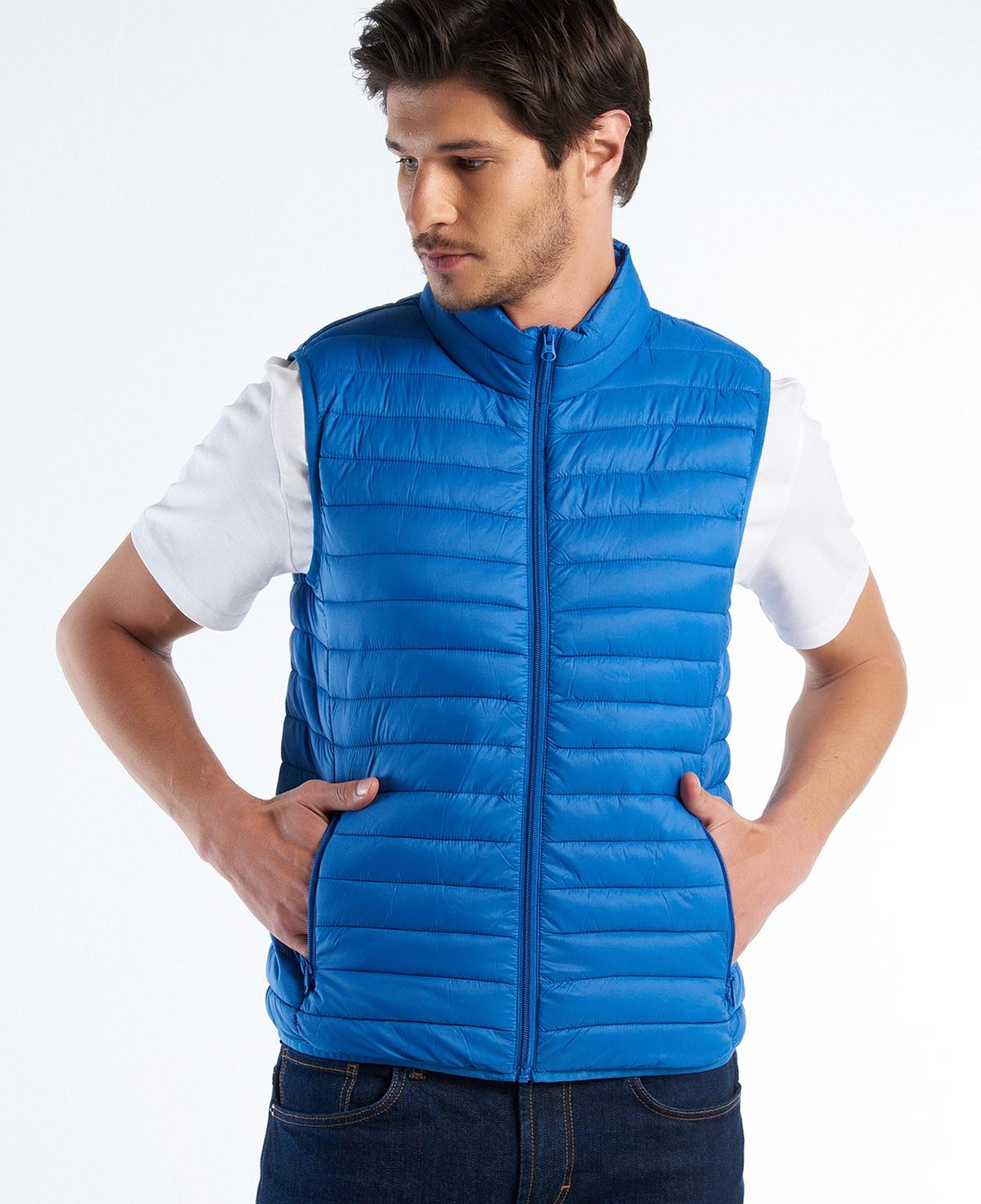 Erkek Koyu Mavi Eco-Recyle Dolgulu Pufa Yelek