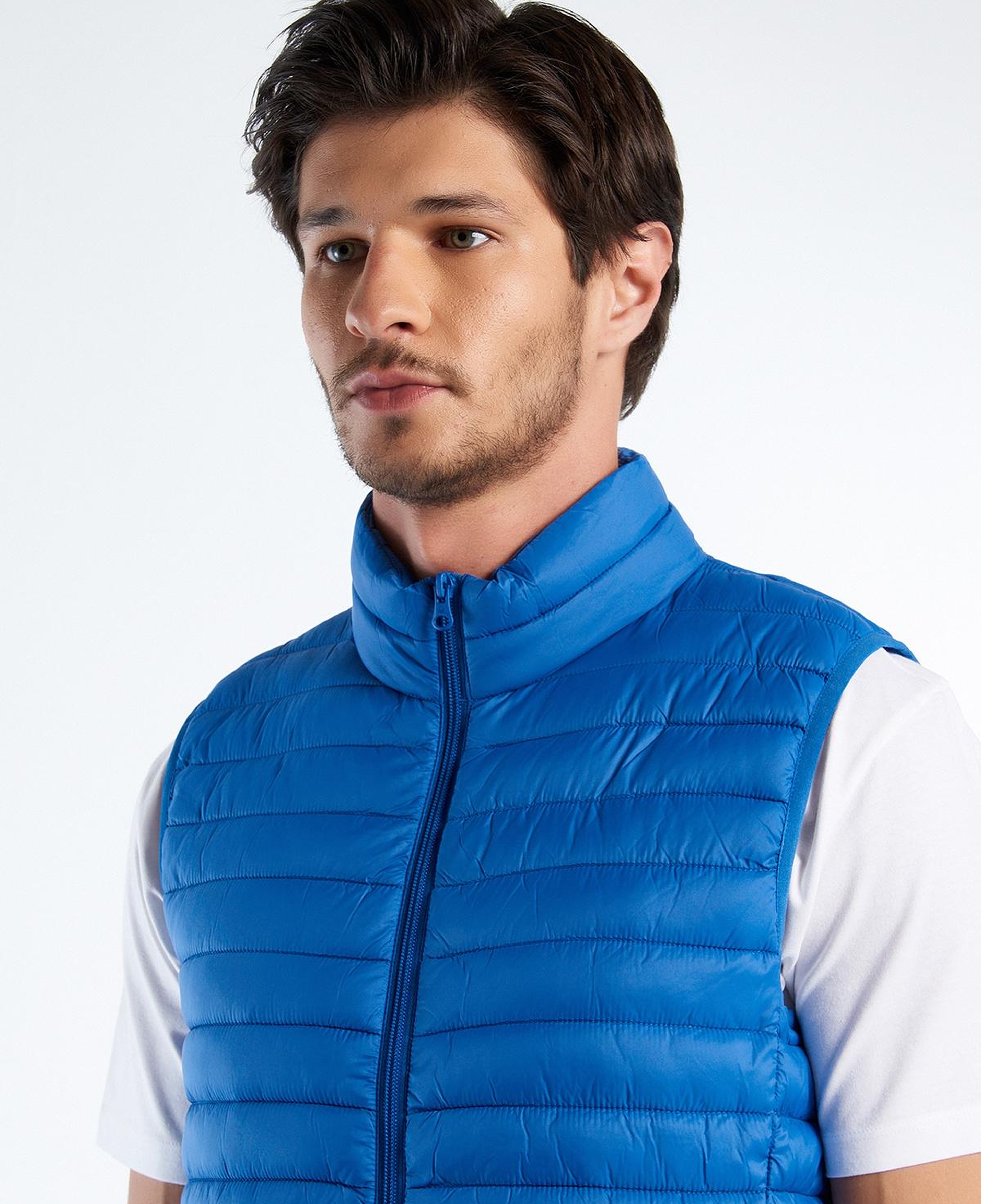 Erkek Koyu Mavi Eco-Recyle Dolgulu Pufa Yelek