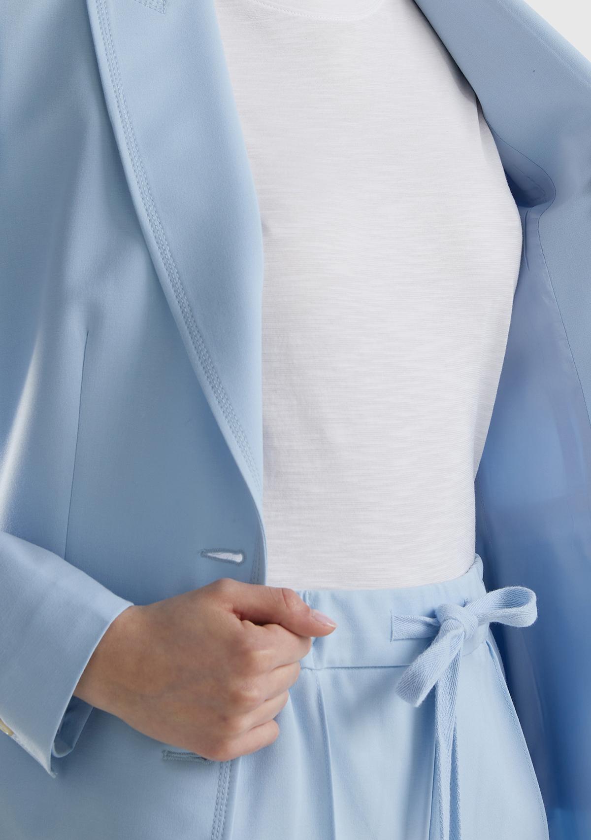 Kadın Açık Mavi Maskulen Kesim Önü Düğmeli Yalancı Kruvaze Ceket