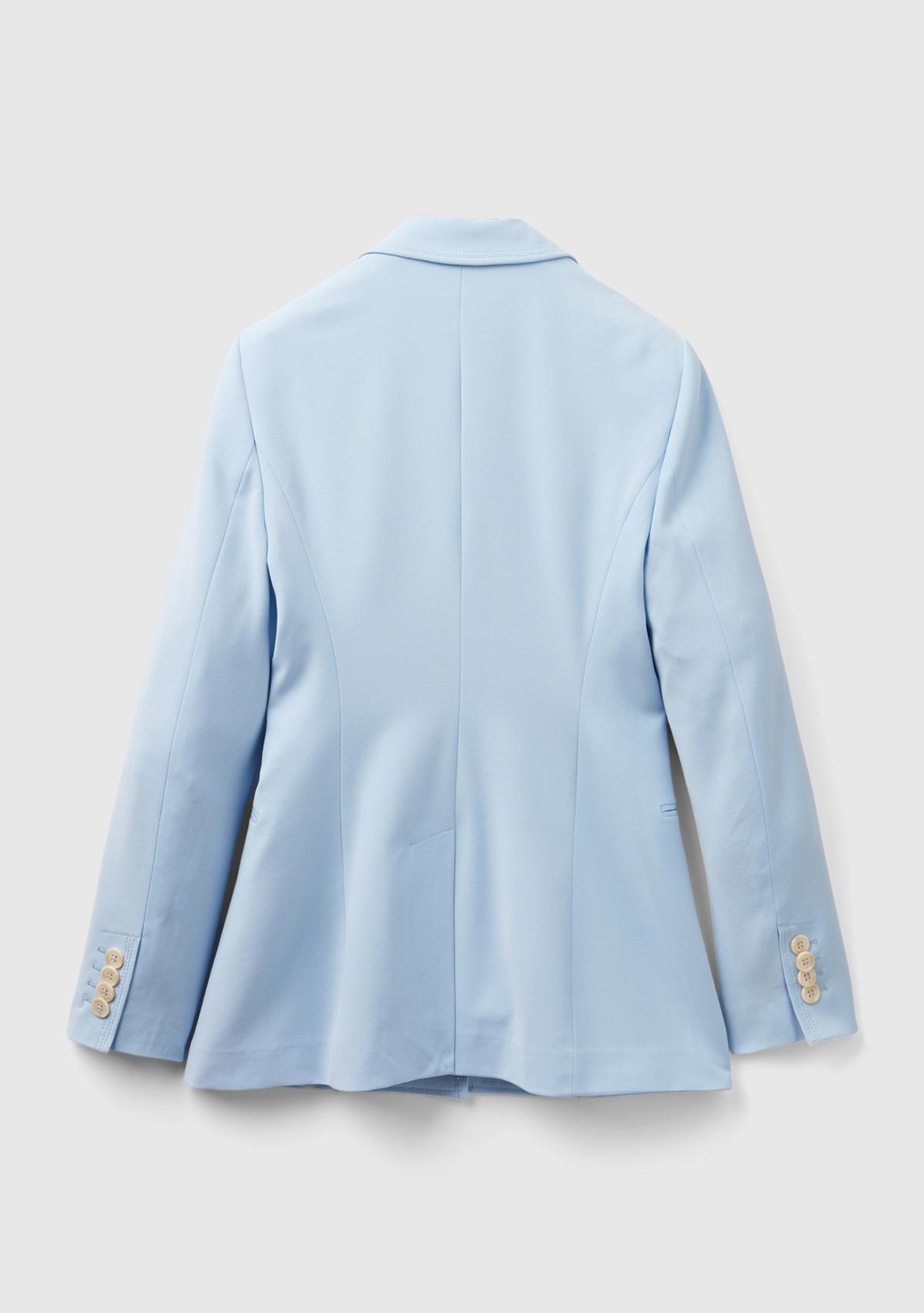 Kadın Açık Mavi Maskulen Kesim Önü Düğmeli Yalancı Kruvaze Ceket