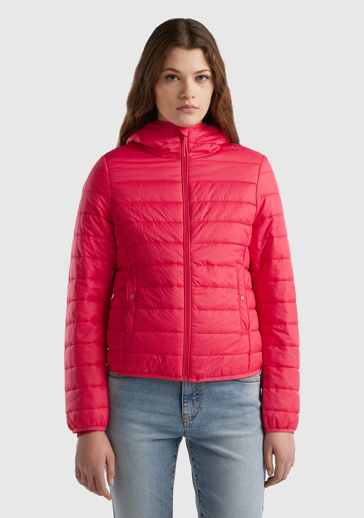 Kadın Koyu Pembe Recycled Polyester Dolgulu  Pufa Mont