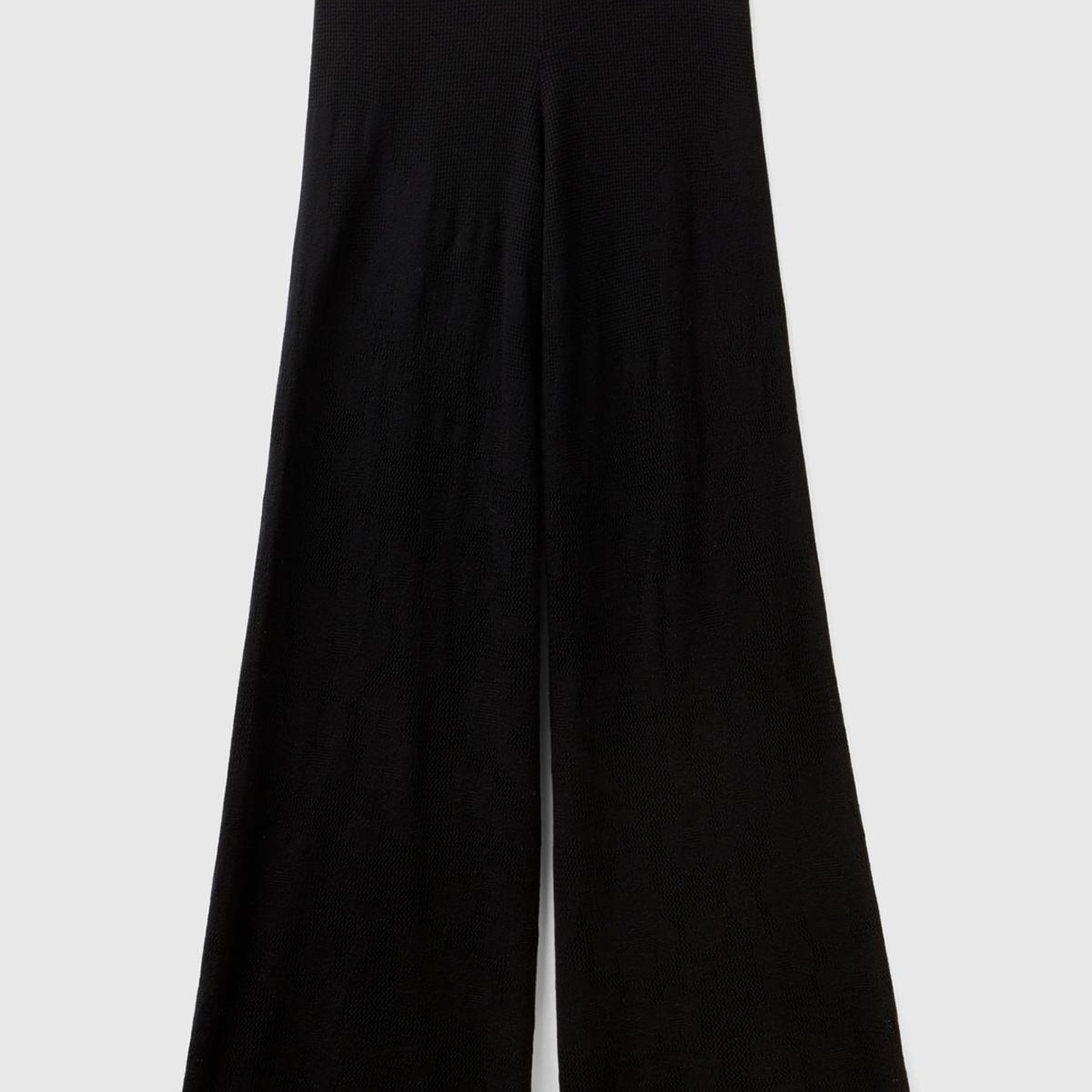 Kadın Siyah Pamuk Modal Karışımlı Motifli Normal Bel Triko Pantolon