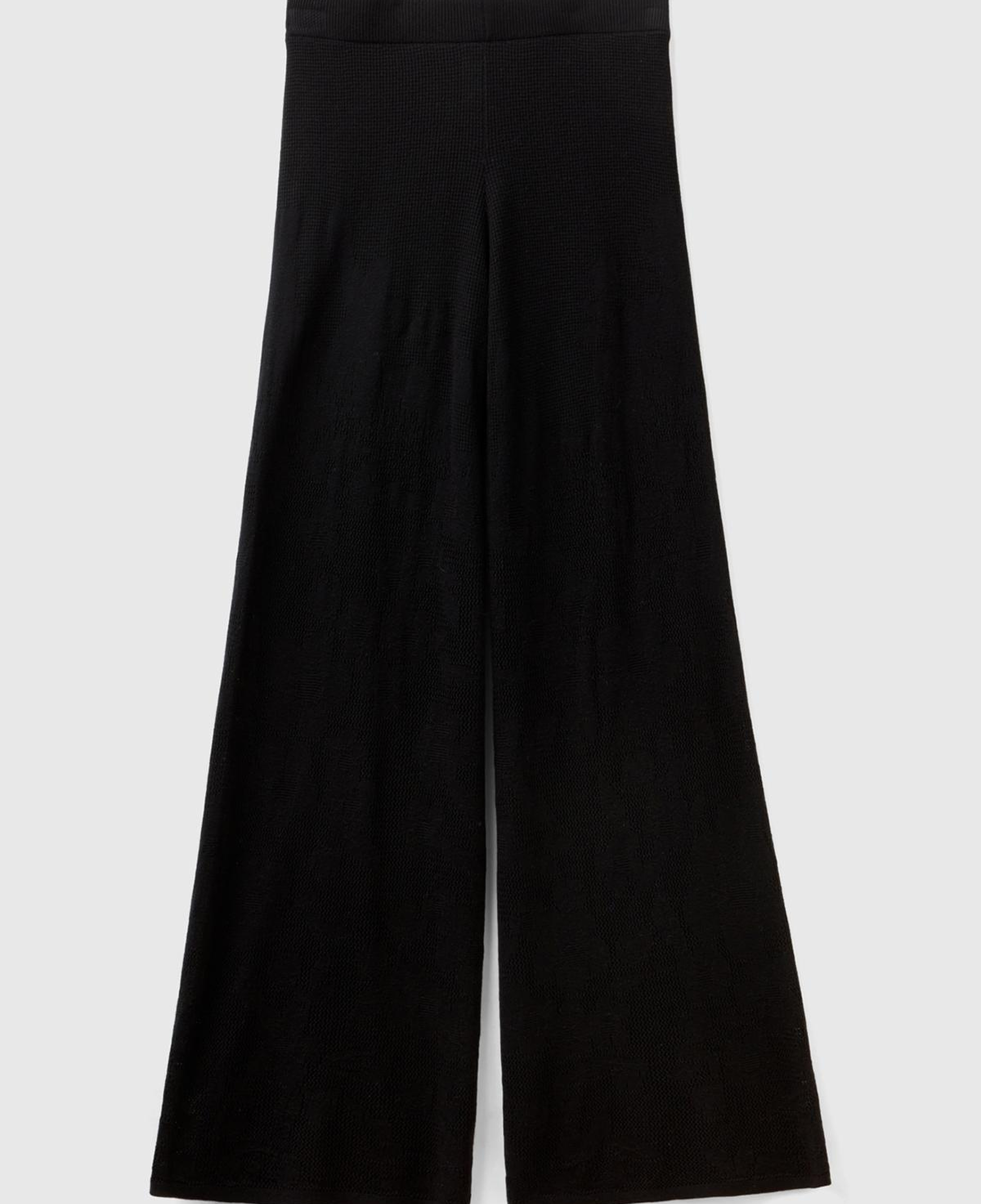 Kadın Siyah Pamuk Modal Karışımlı Motifli Normal Bel Triko Pantolon