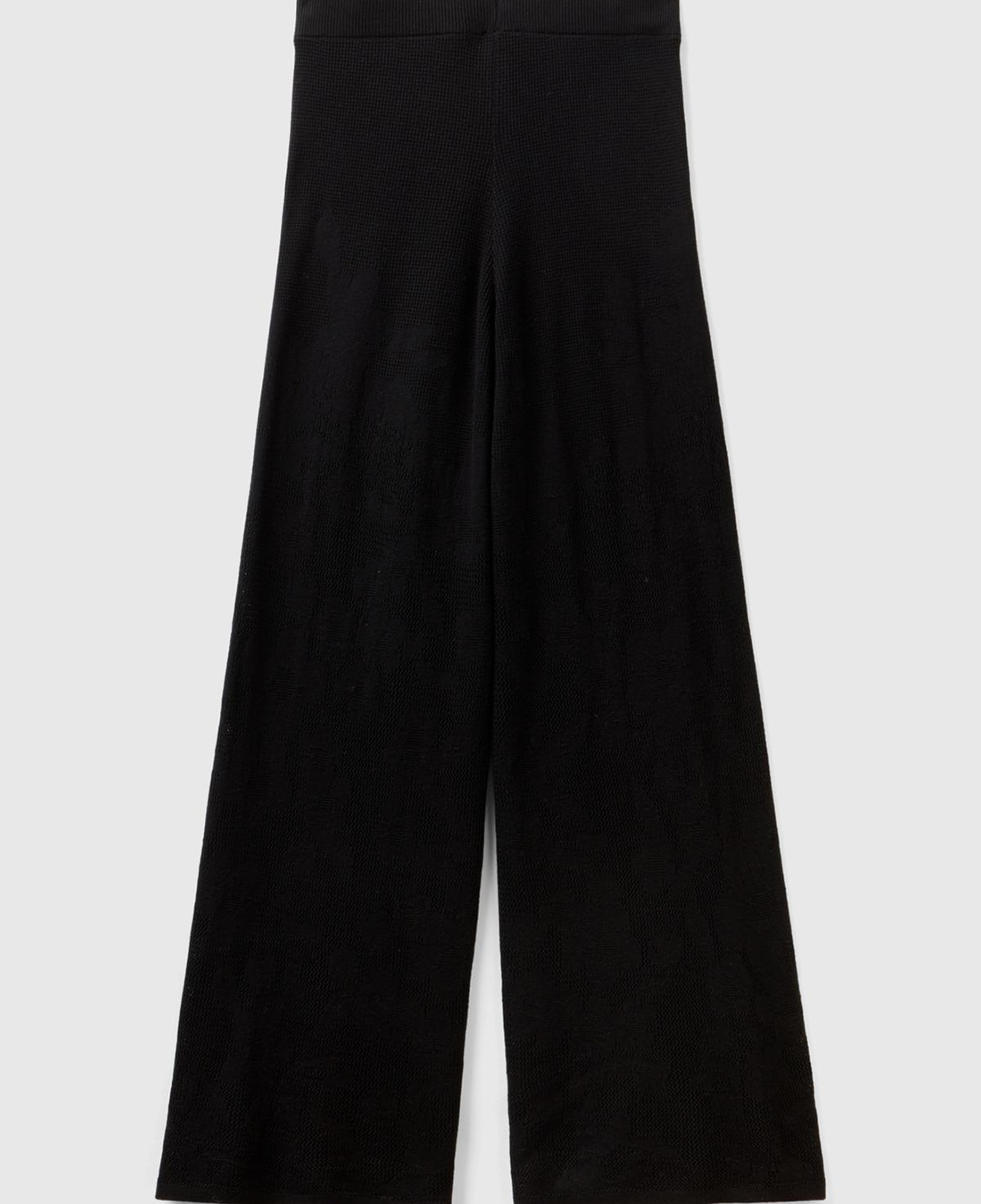 Kadın Siyah Pamuk Modal Karışımlı Motifli Normal Bel Triko Pantolon