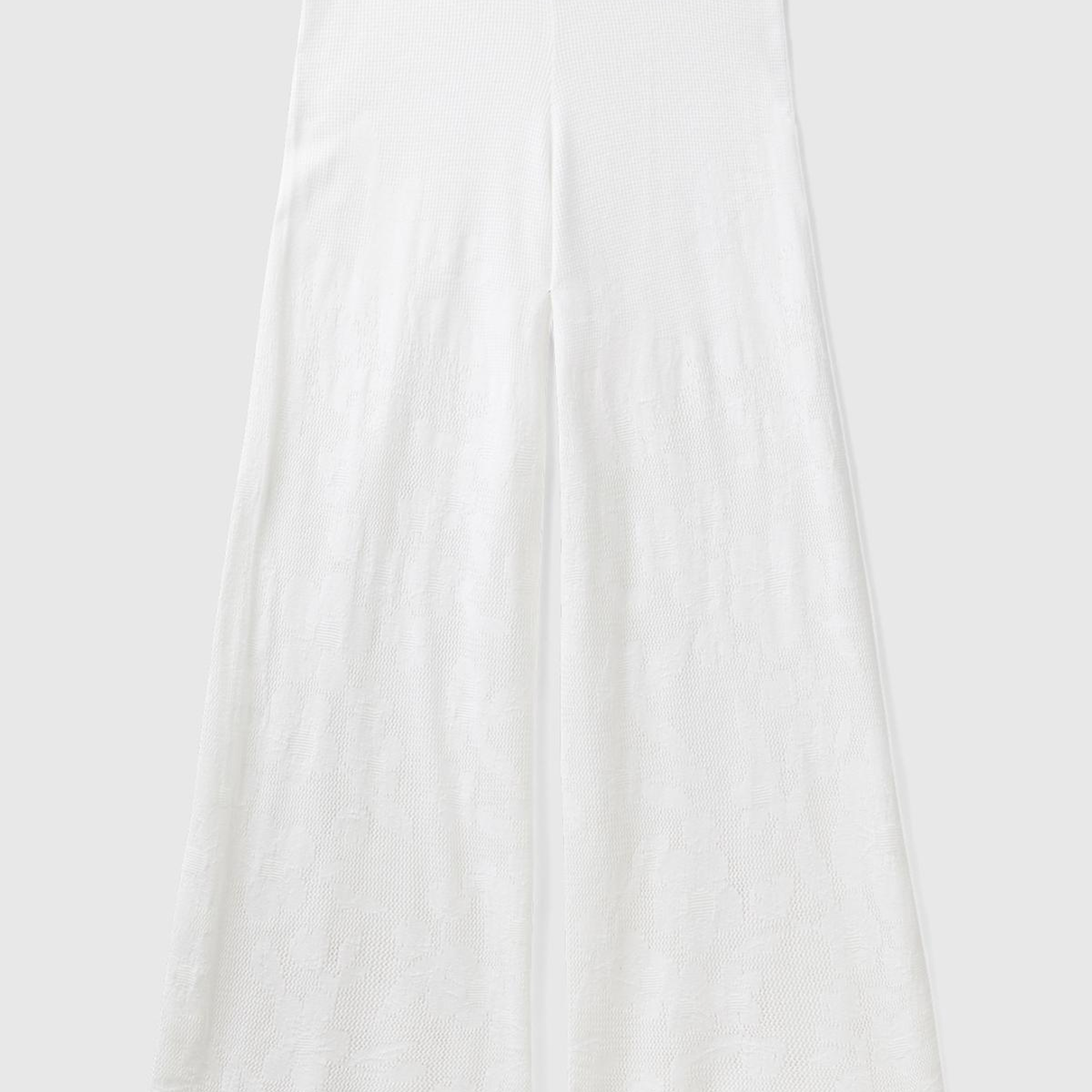 Kadın Beyaz Pamuk Modal Karışımlı Motifli Normal Bel Triko Pantolon