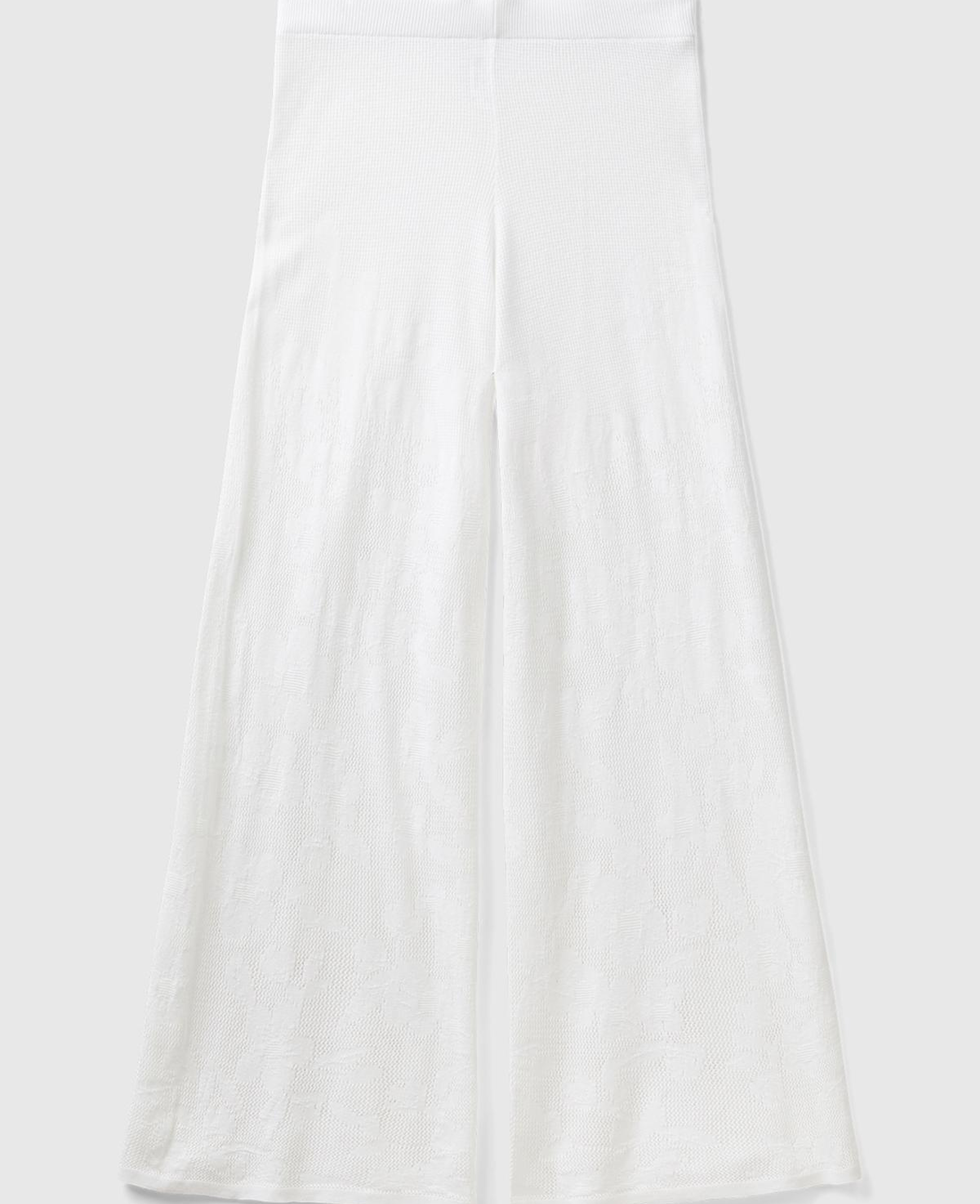 Kadın Beyaz Pamuk Modal Karışımlı Motifli Normal Bel Triko Pantolon