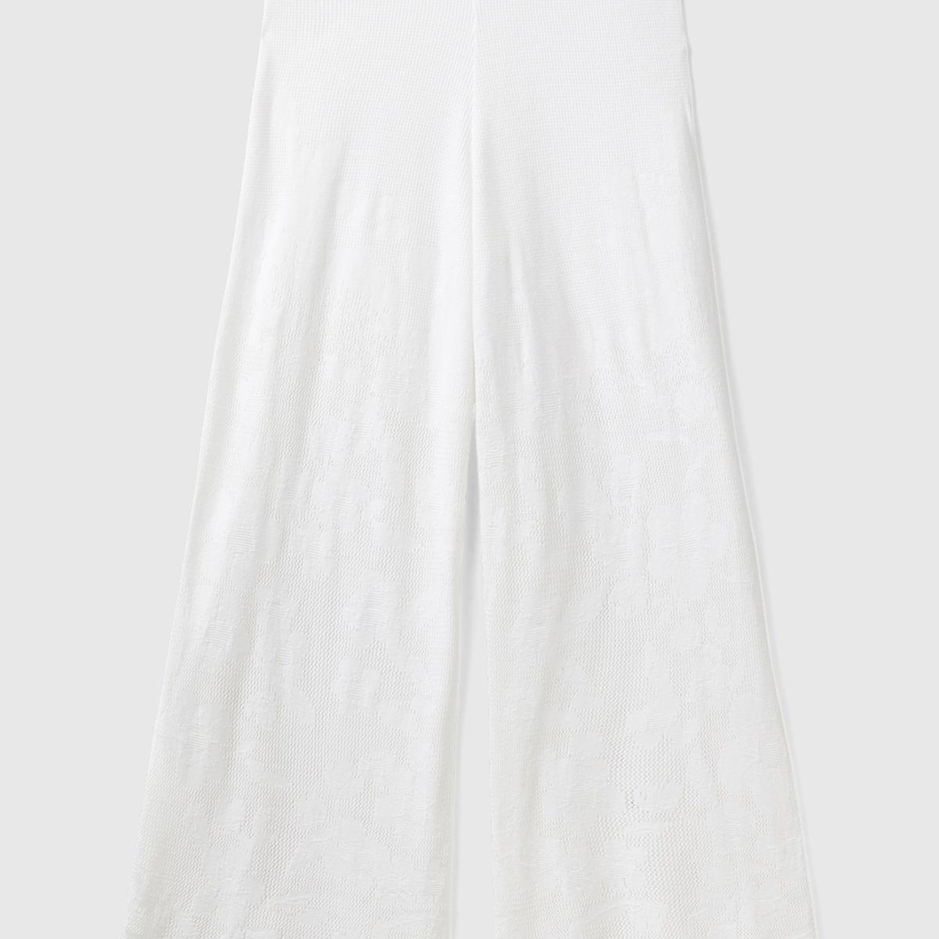 Kadın Beyaz Pamuk Modal Karışımlı Motifli Normal Bel Triko Pantolon