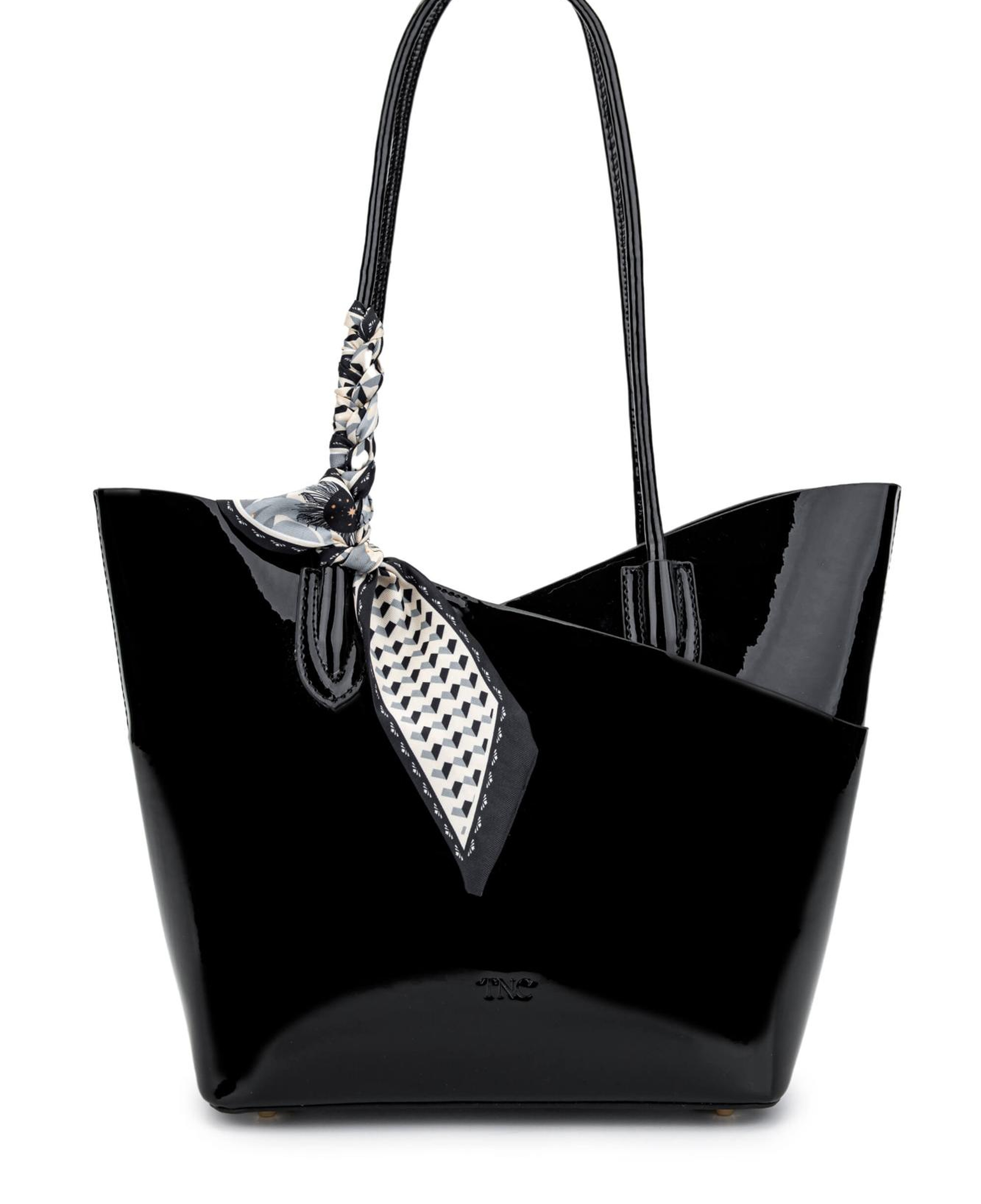 Tamer Tanca Kadın Suni Deri Siyah Rugan Kol Çantası