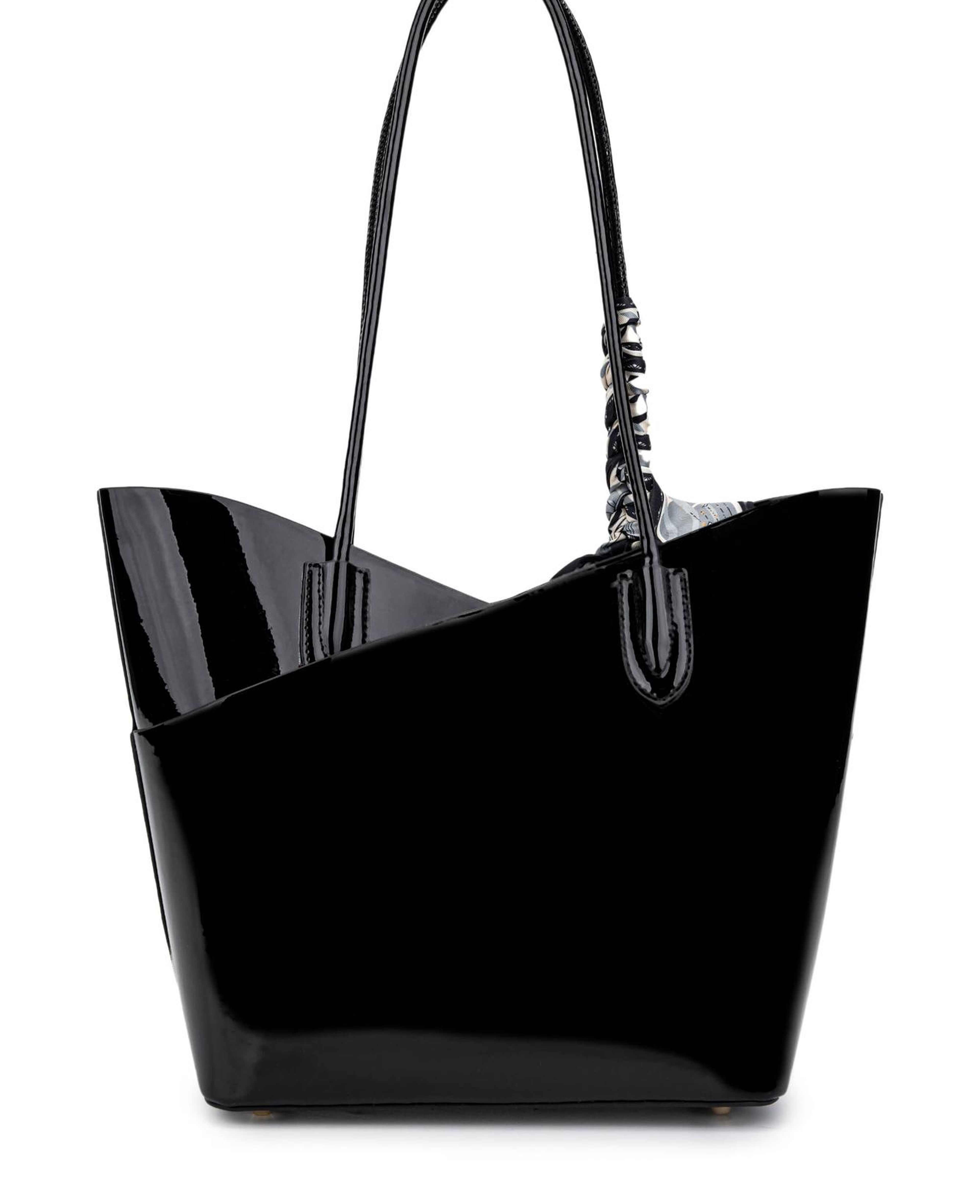 Tamer Tanca Kadın Suni Deri Siyah Rugan Kol Çantası