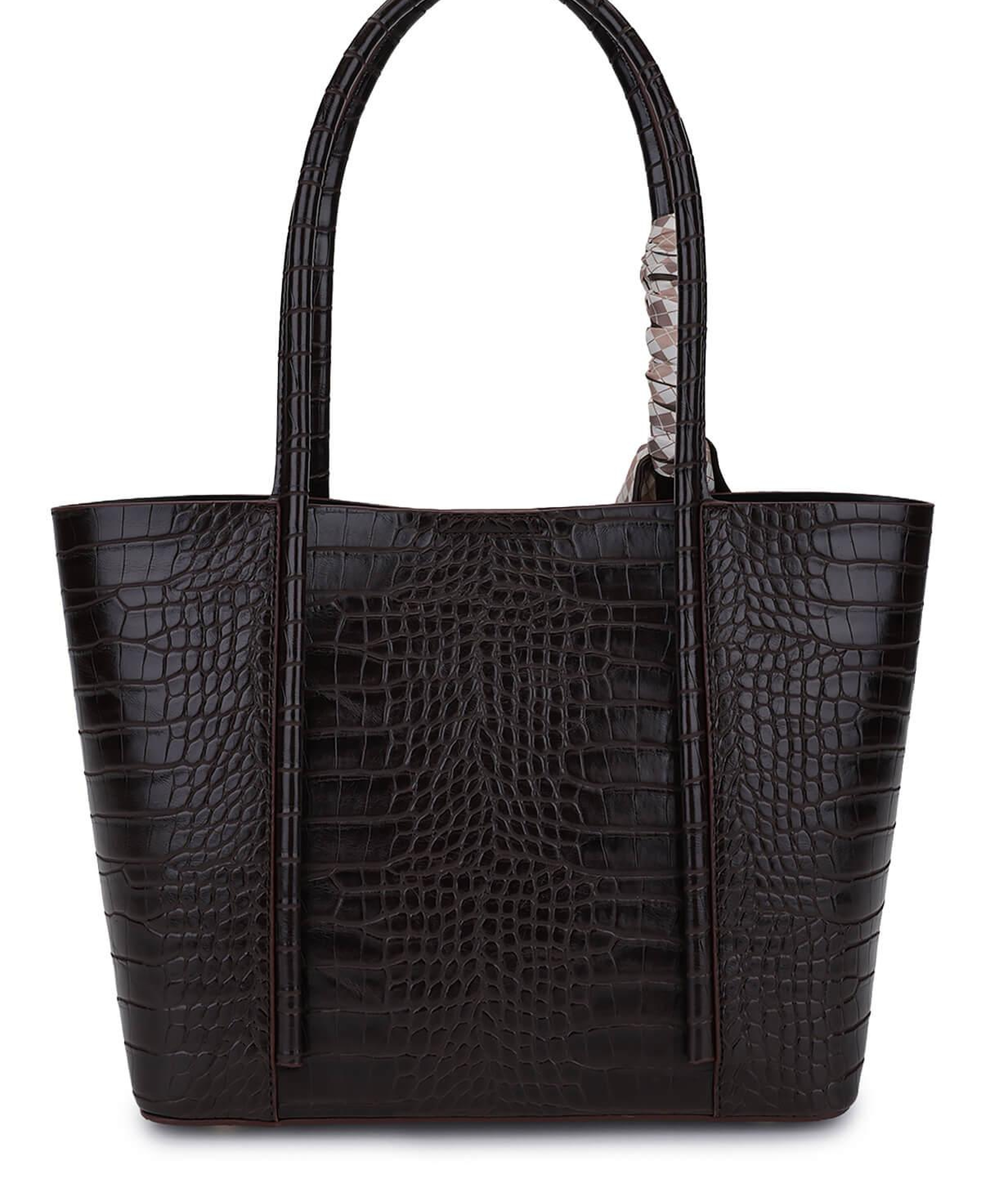 Tamer Tanca Kadın Suni Deri Kahverengi Kroko Omuz Çanta