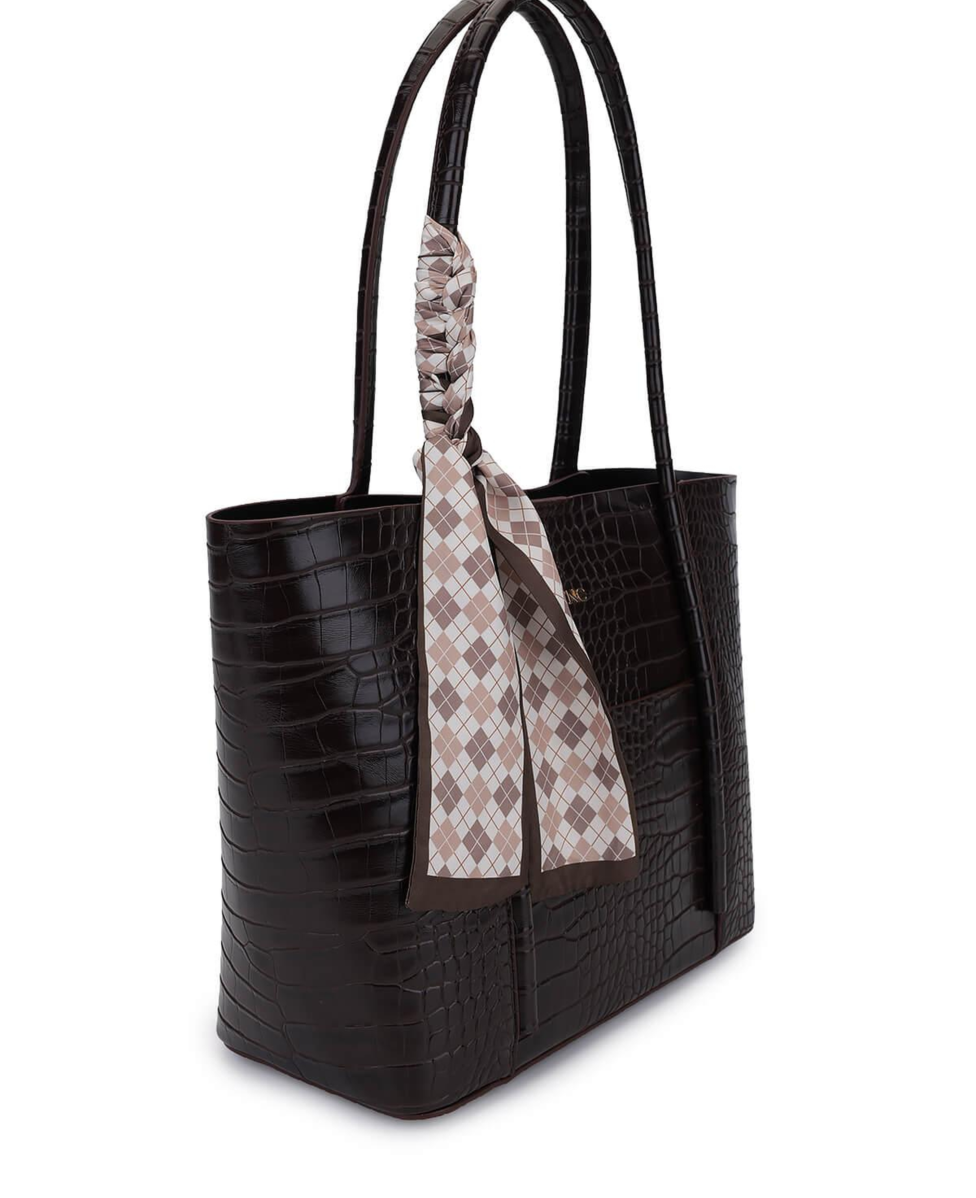 Tamer Tanca Kadın Suni Deri Kahverengi Kroko Omuz Çanta