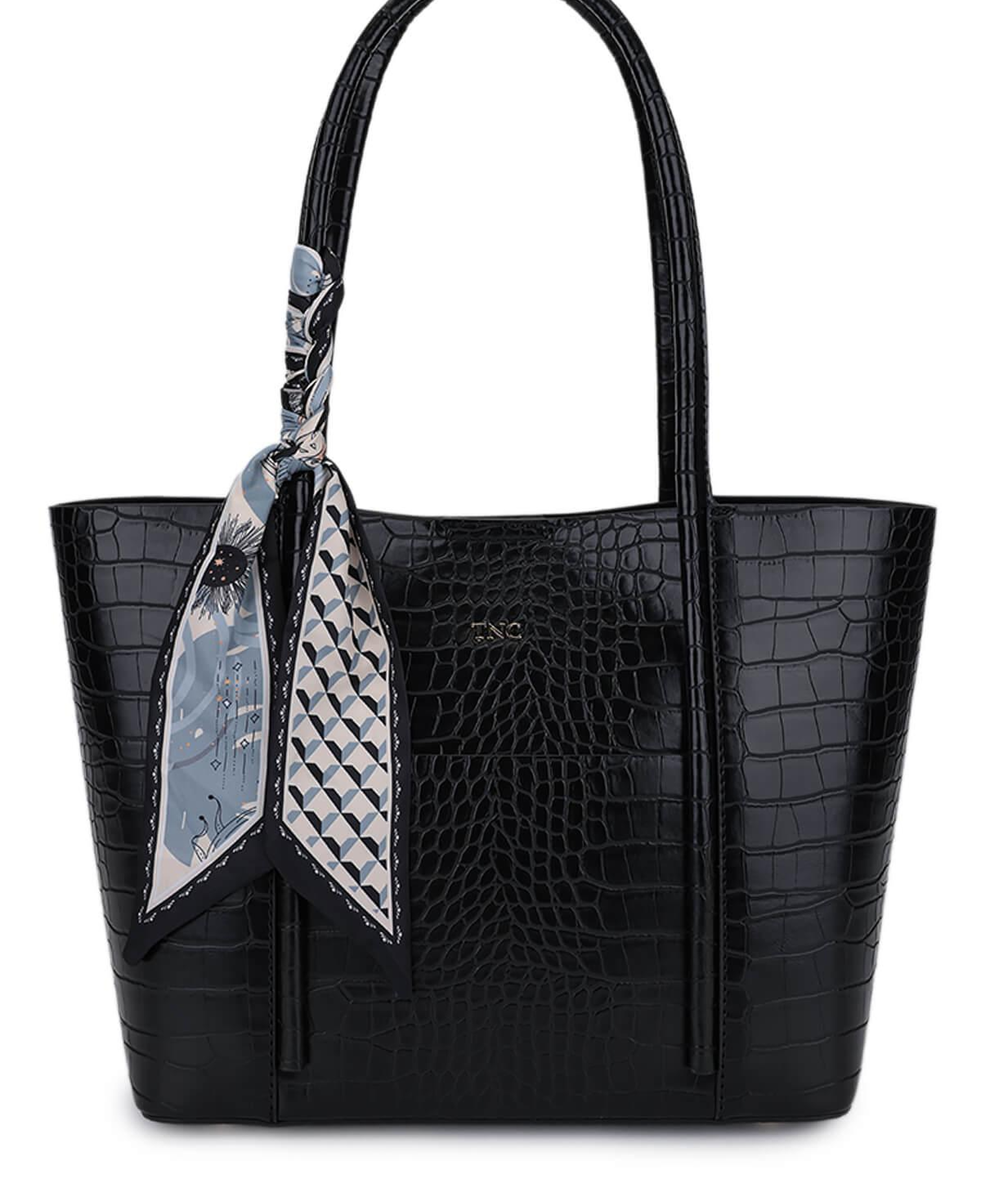 Tamer Tanca Kadın Suni Deri Siyah Kroko Omuz Çanta