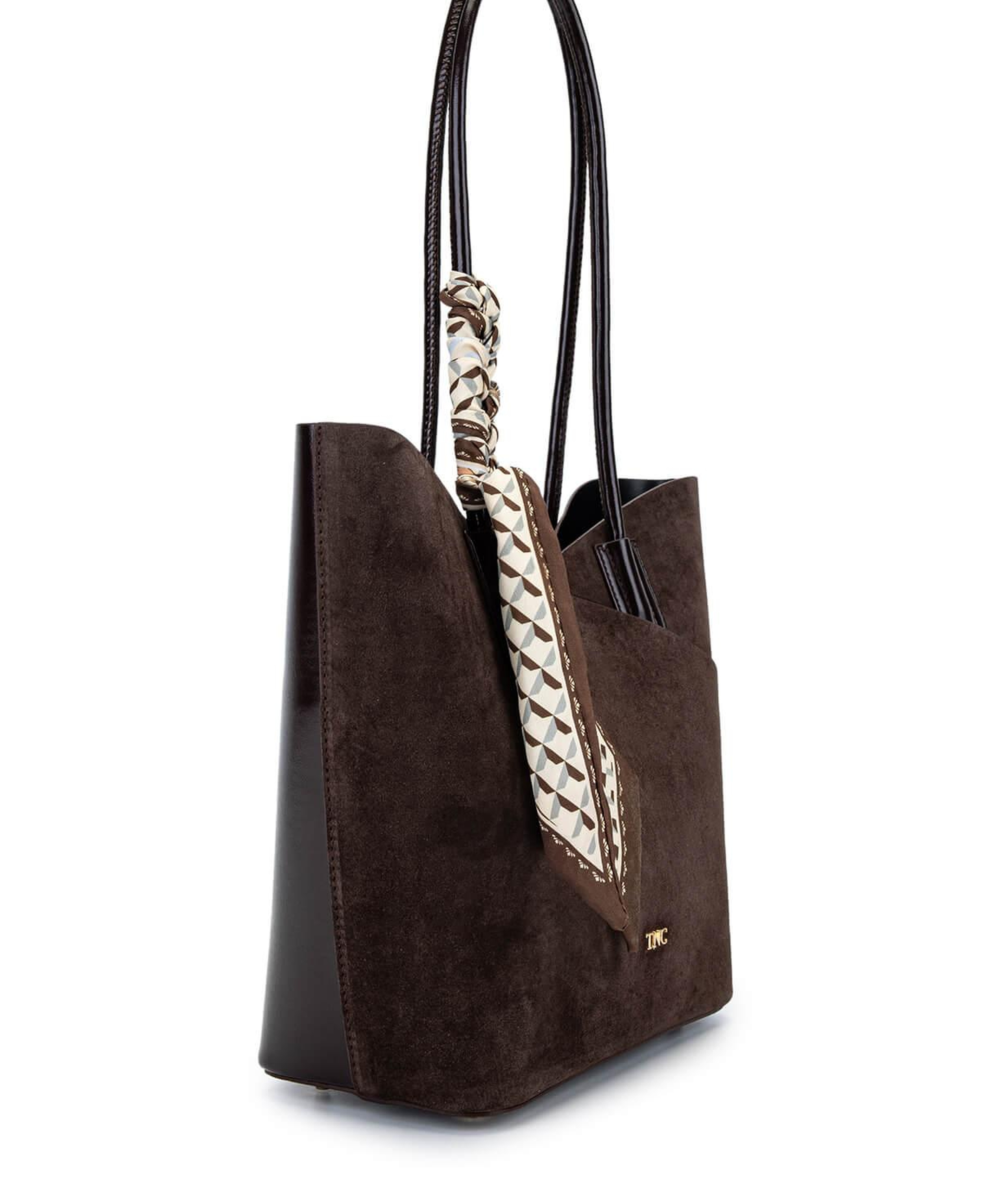 Tamer Tanca Kadın Suni Deri Kahverengi Süet Kol Çantası