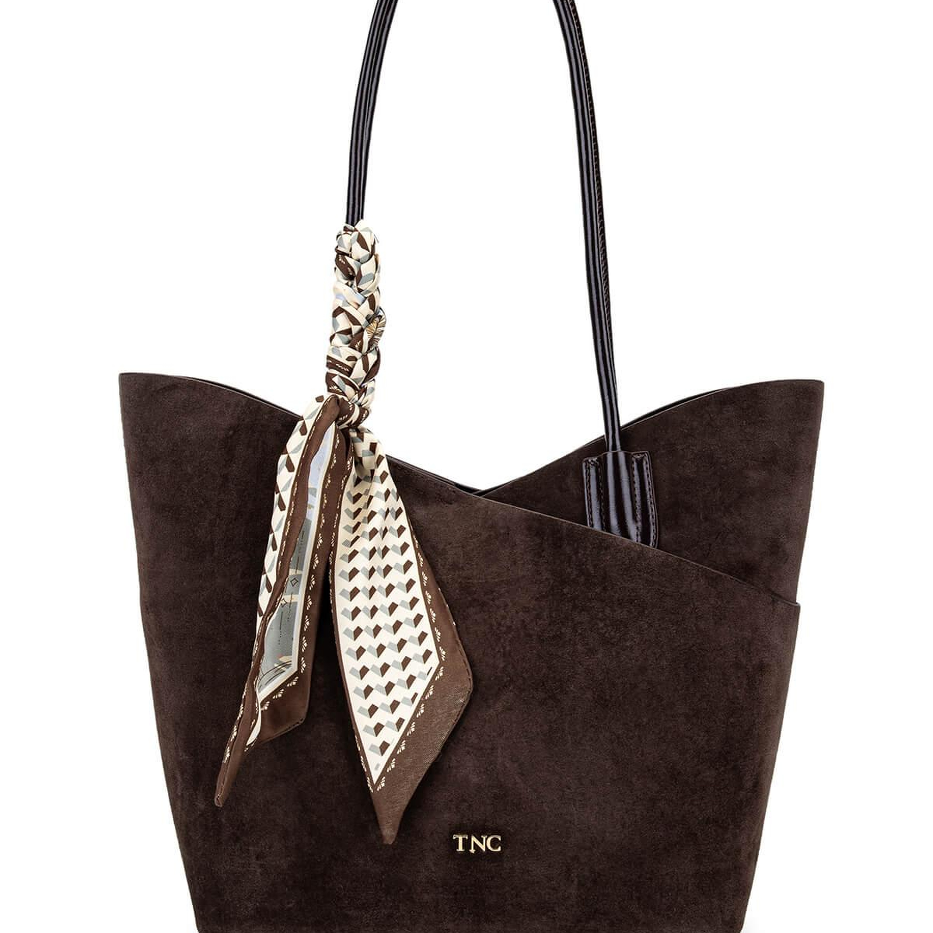 Tamer Tanca Kadın Suni Deri Kahverengi Süet Kol Çantası