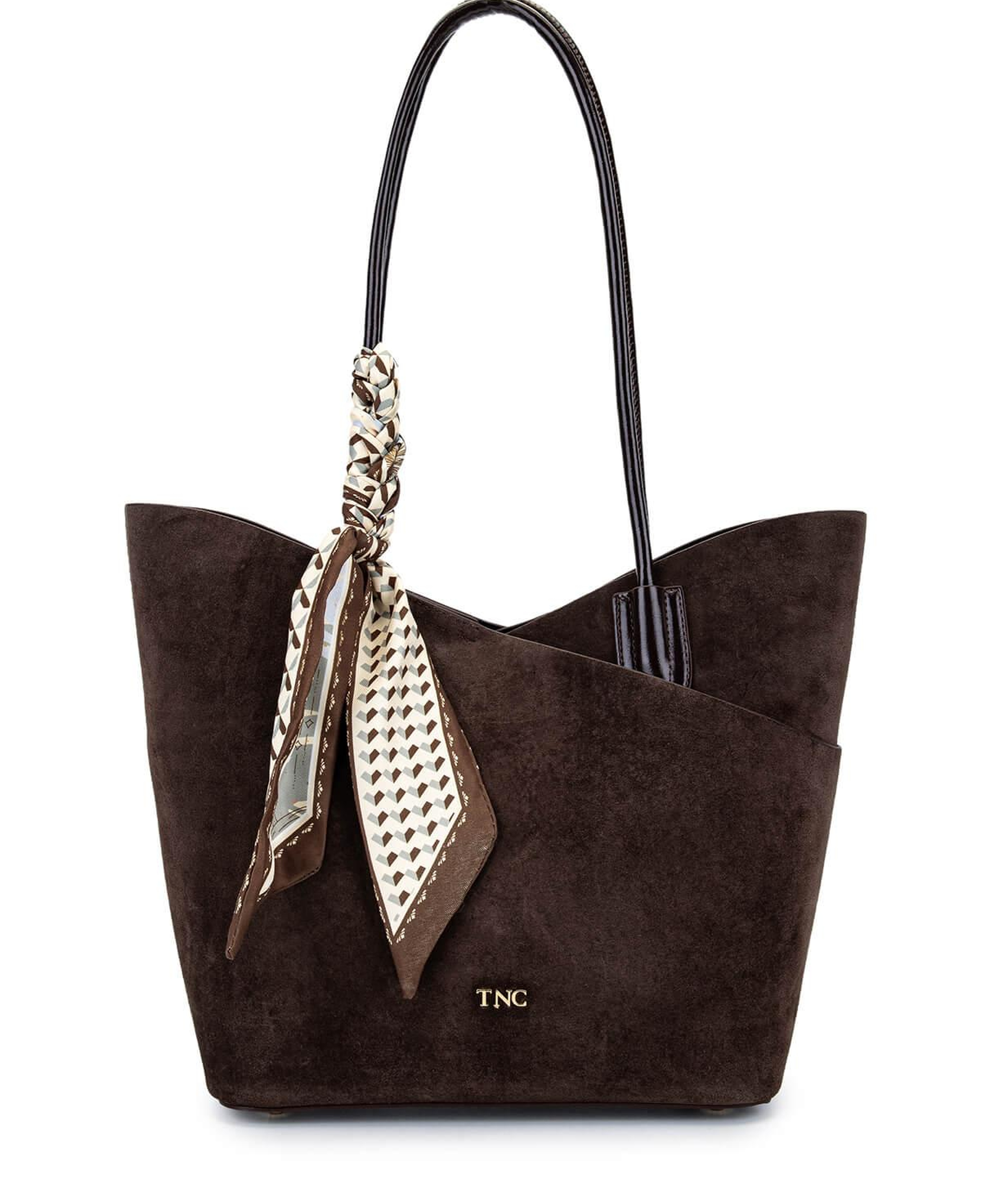 Tamer Tanca Kadın Suni Deri Kahverengi Süet Kol Çantası