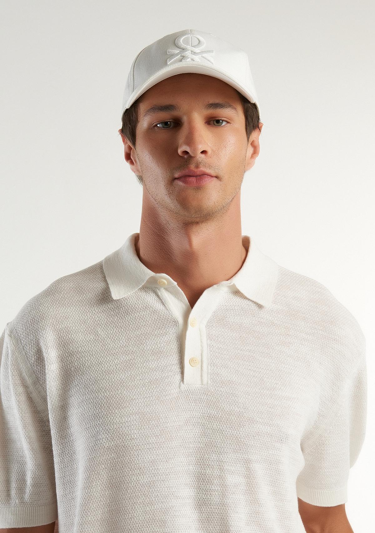 Erkek Krem Keten Karışımlı Polo Yaka T-Shirt