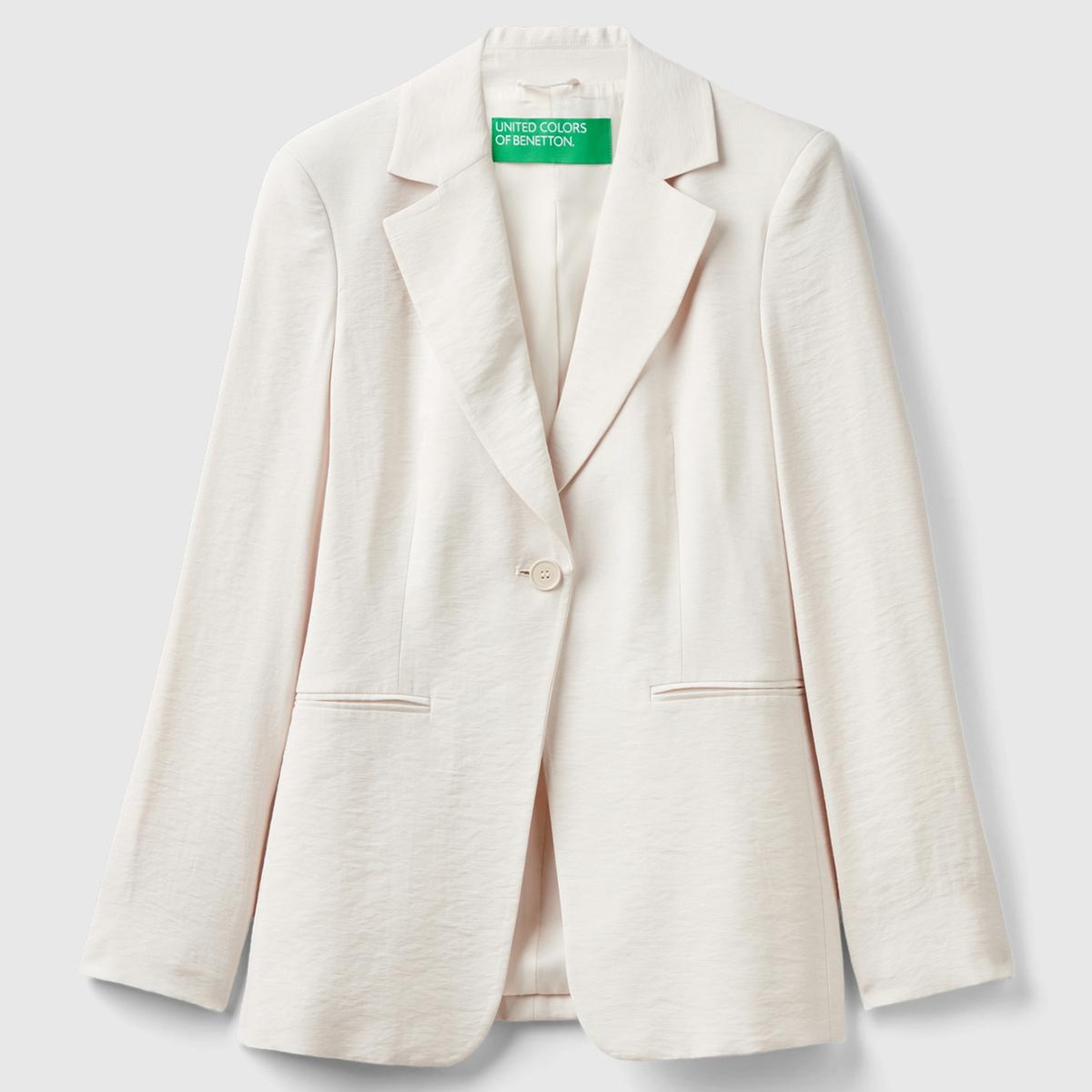 Kadın Krem Viskoz Karışımlı Slim Fit Blazer Ceket