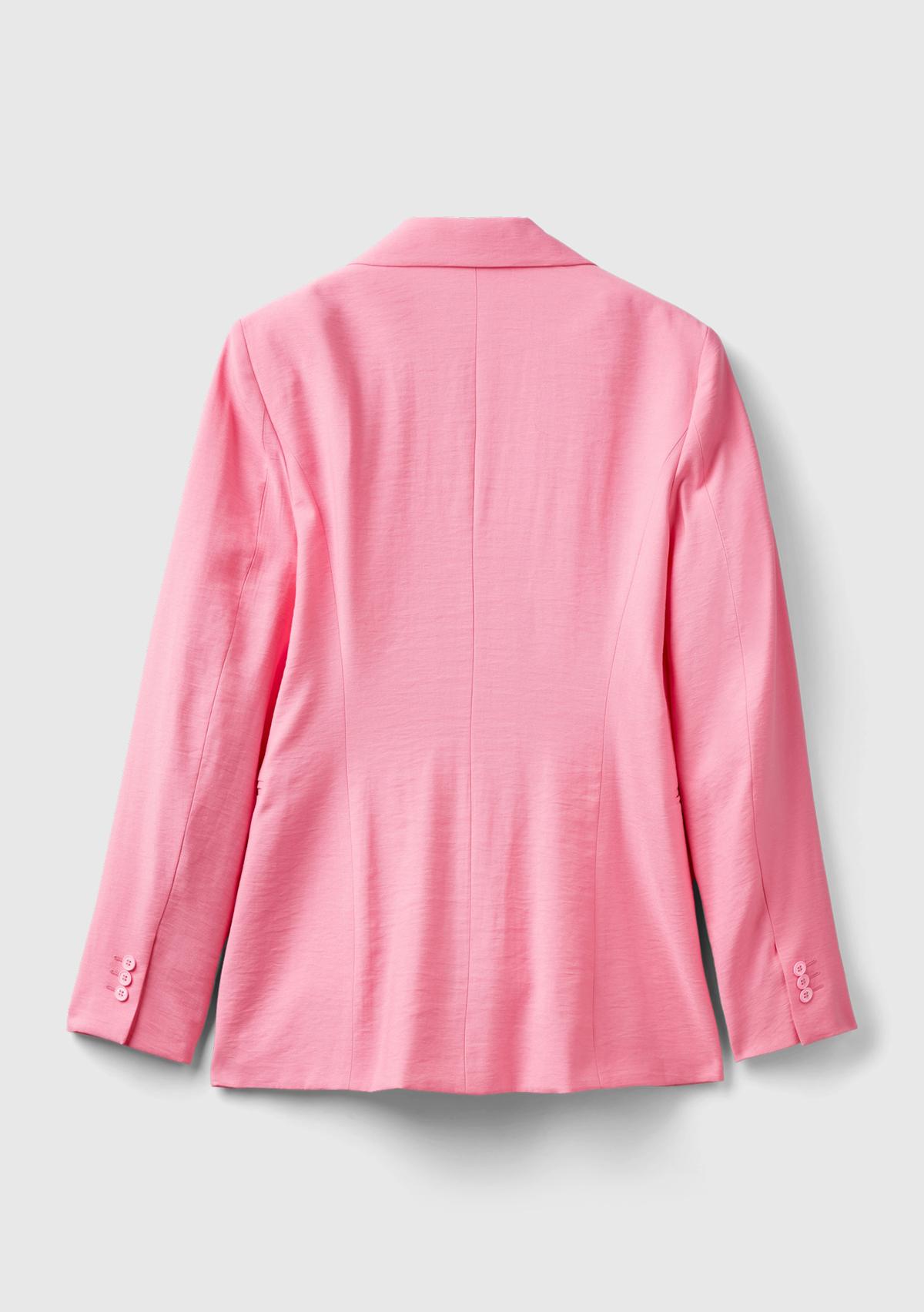 Kadın Açık Pembe Viskoz Karışımlı Slim Fit Blazer Ceket