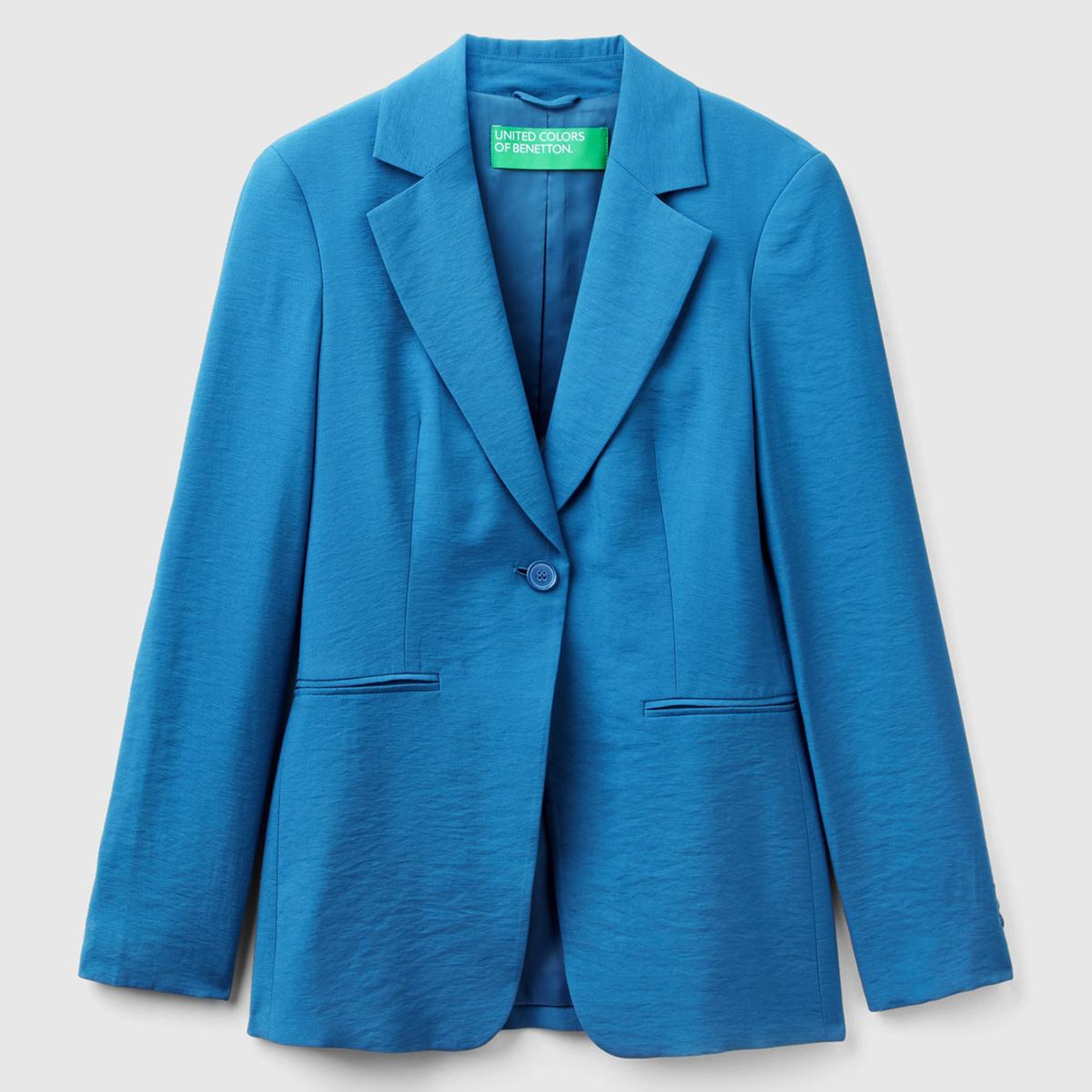 Kadın Koyu Mavi Viskoz Karışımlı Slim Fit Blazer Ceket