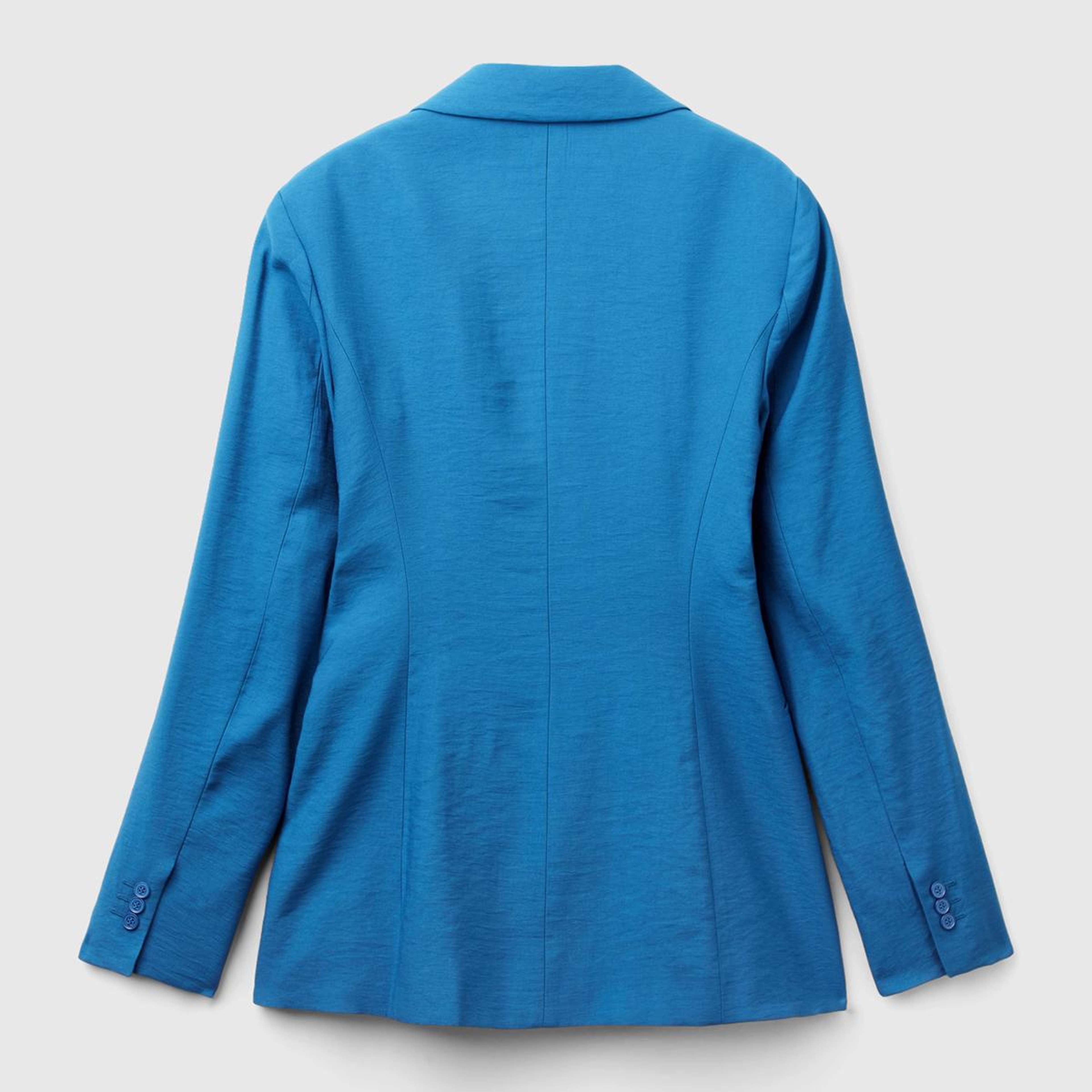 Kadın Koyu Mavi Viskoz Karışımlı Slim Fit Blazer Ceket