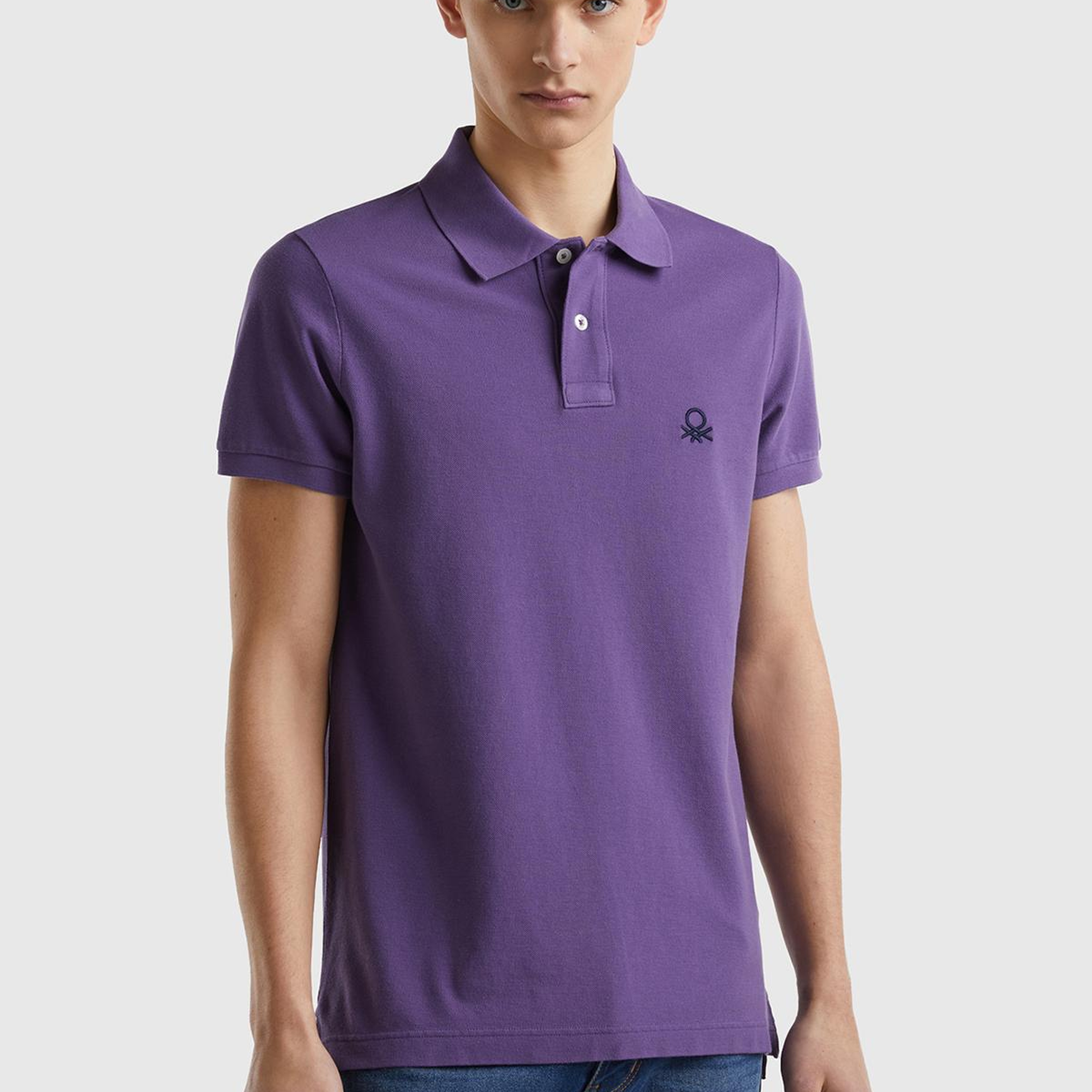 Erkek Mor Slim Fit Kısa Kollu Polo T-Shirt