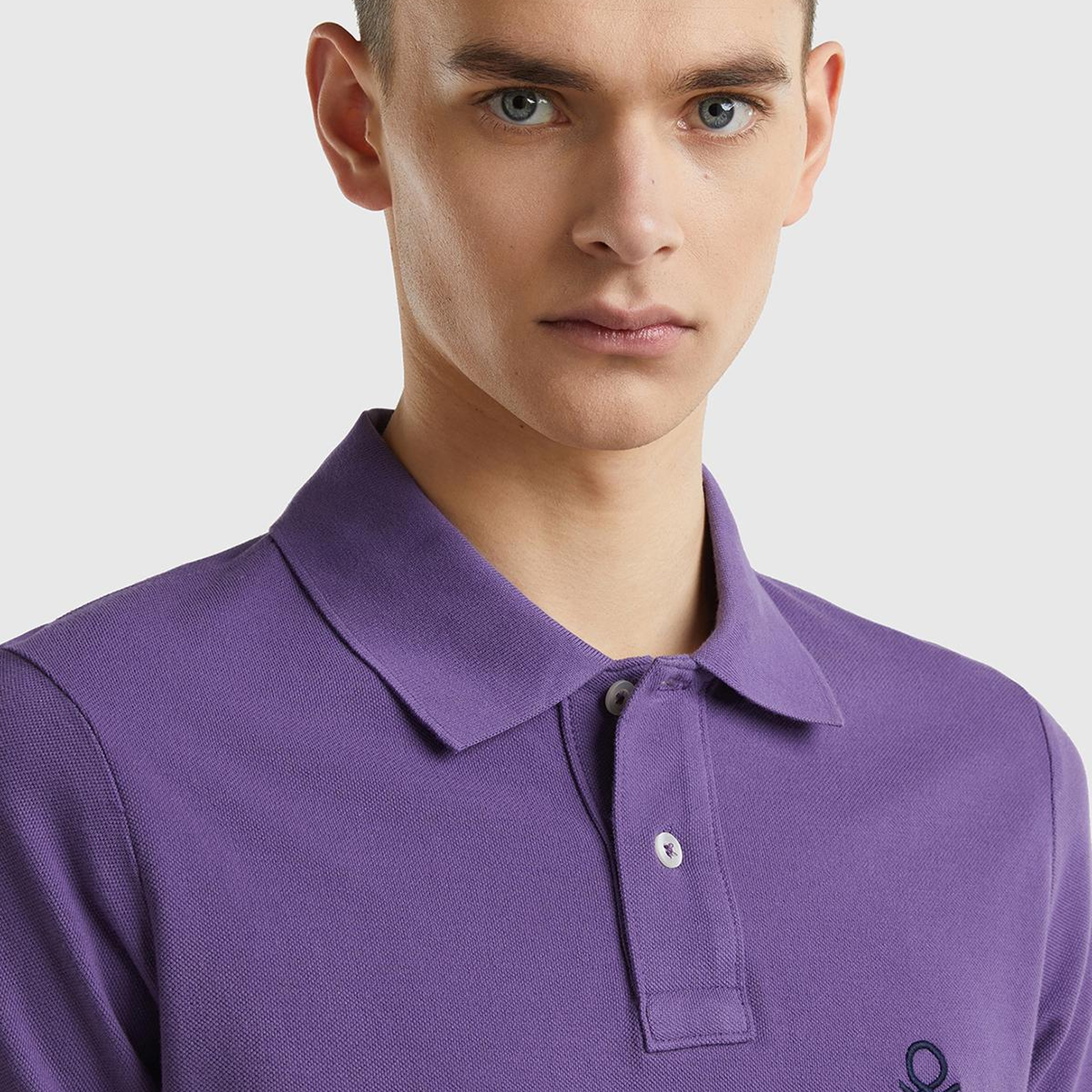 Erkek Mor Slim Fit Kısa Kollu Polo T-Shirt