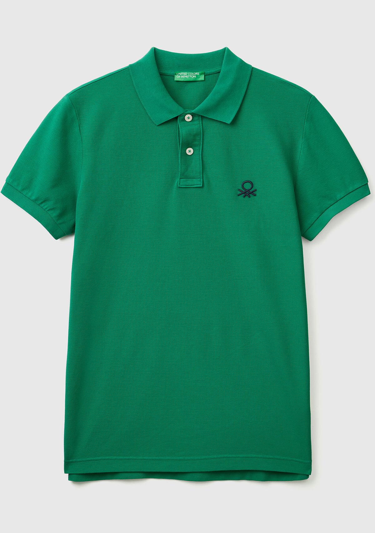 Erkek Koyu Yeşil Slim Fit Kısa Kollu Polo T-Shirt