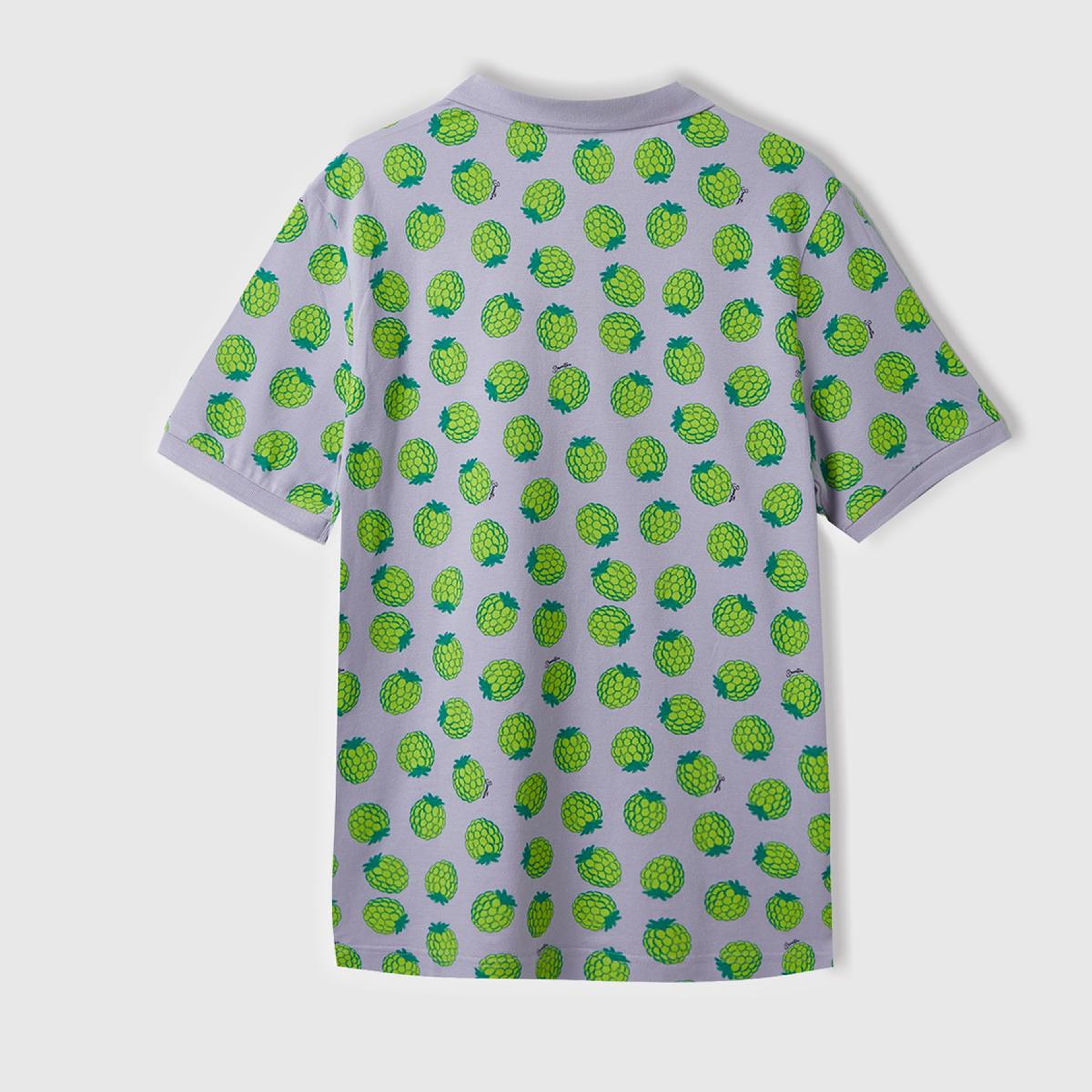 Erkek Lila Mix %100 Pamuk Tamamı Meyve Desenli Polo Yaka T-Shirt