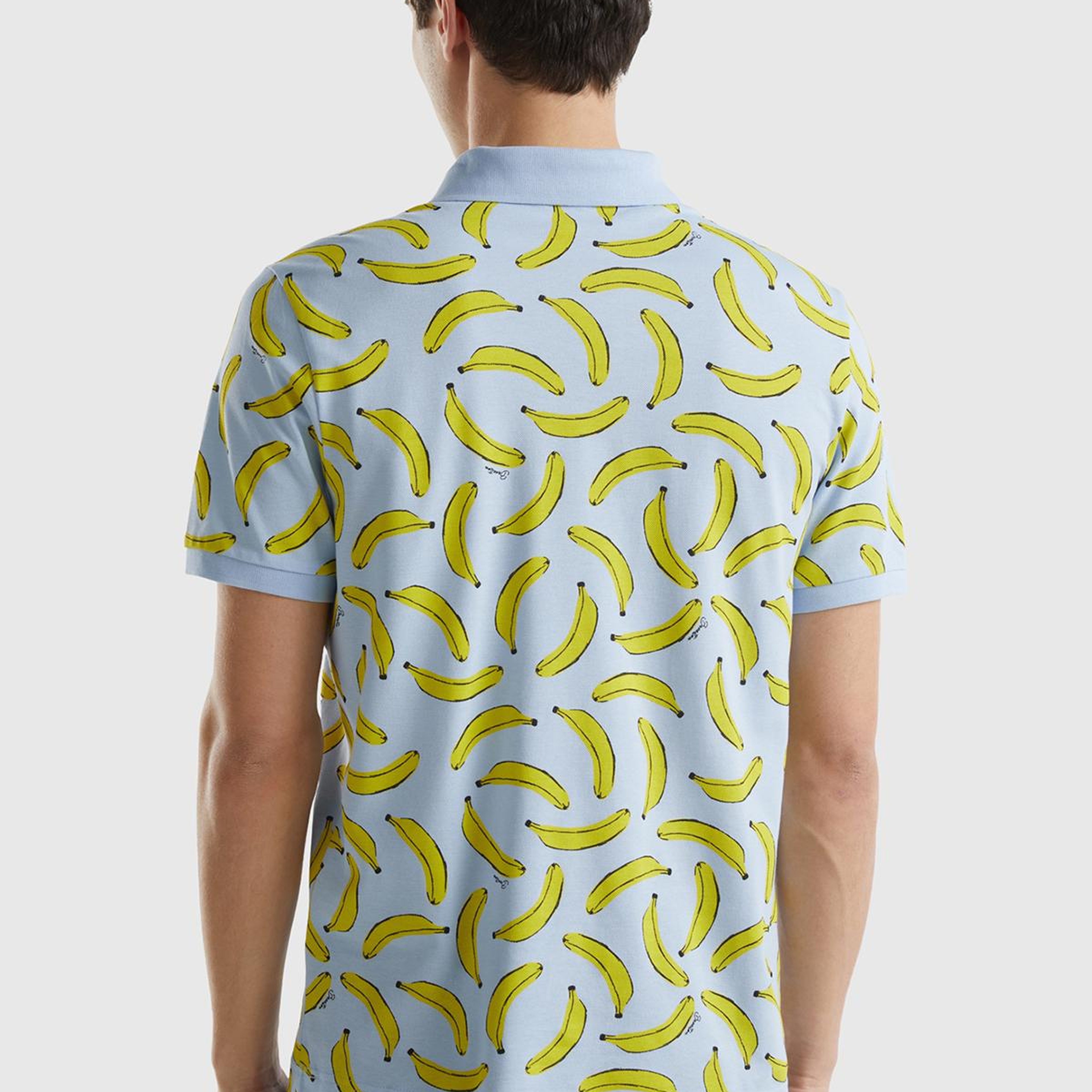 Erkek Mavi Mix %100 Pamuk Tamamı Meyve Desenli Polo Yaka T-Shirt