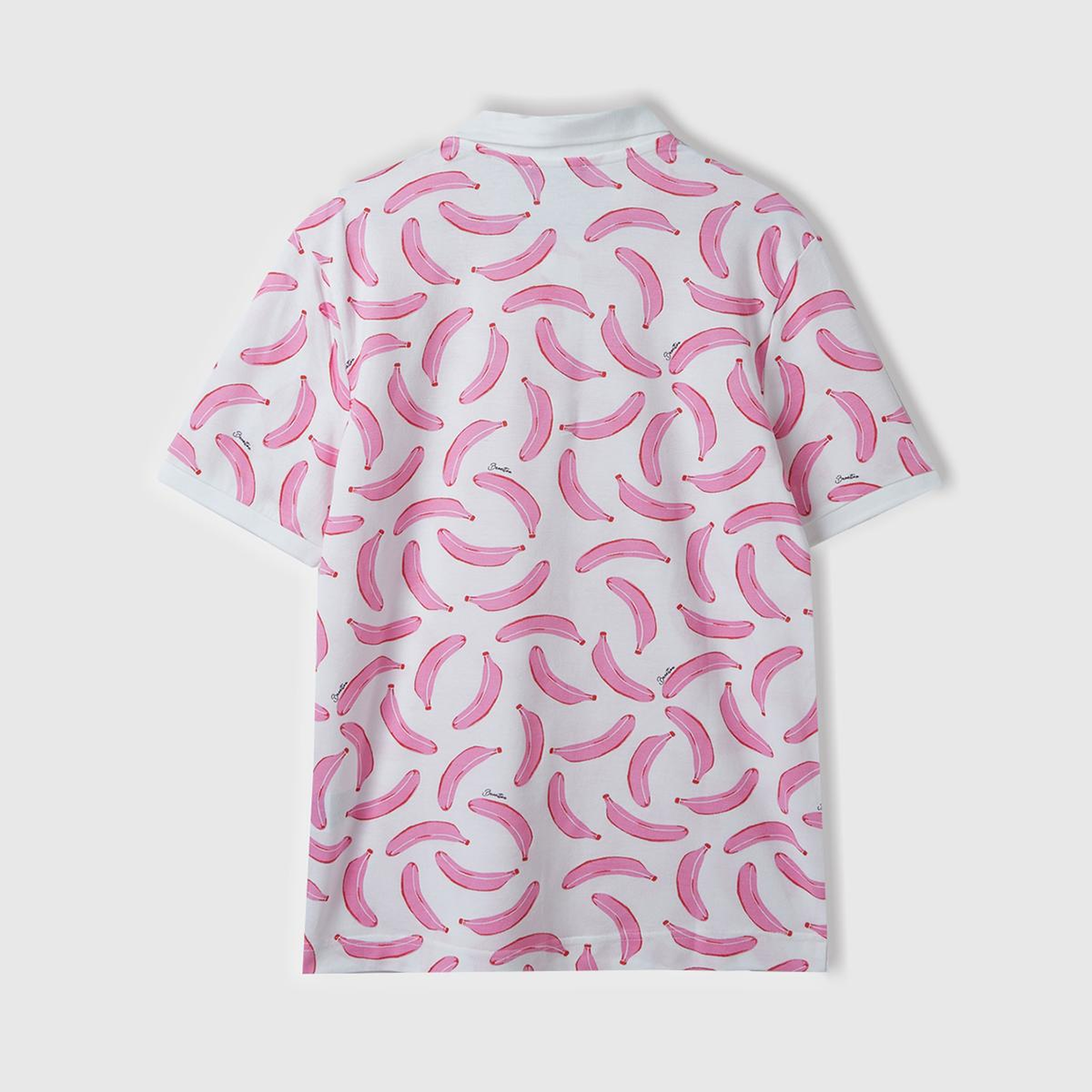 Erkek Beyaz Mix %100 Pamuk Tamamı Meyve Desenli Polo Yaka T-Shirt