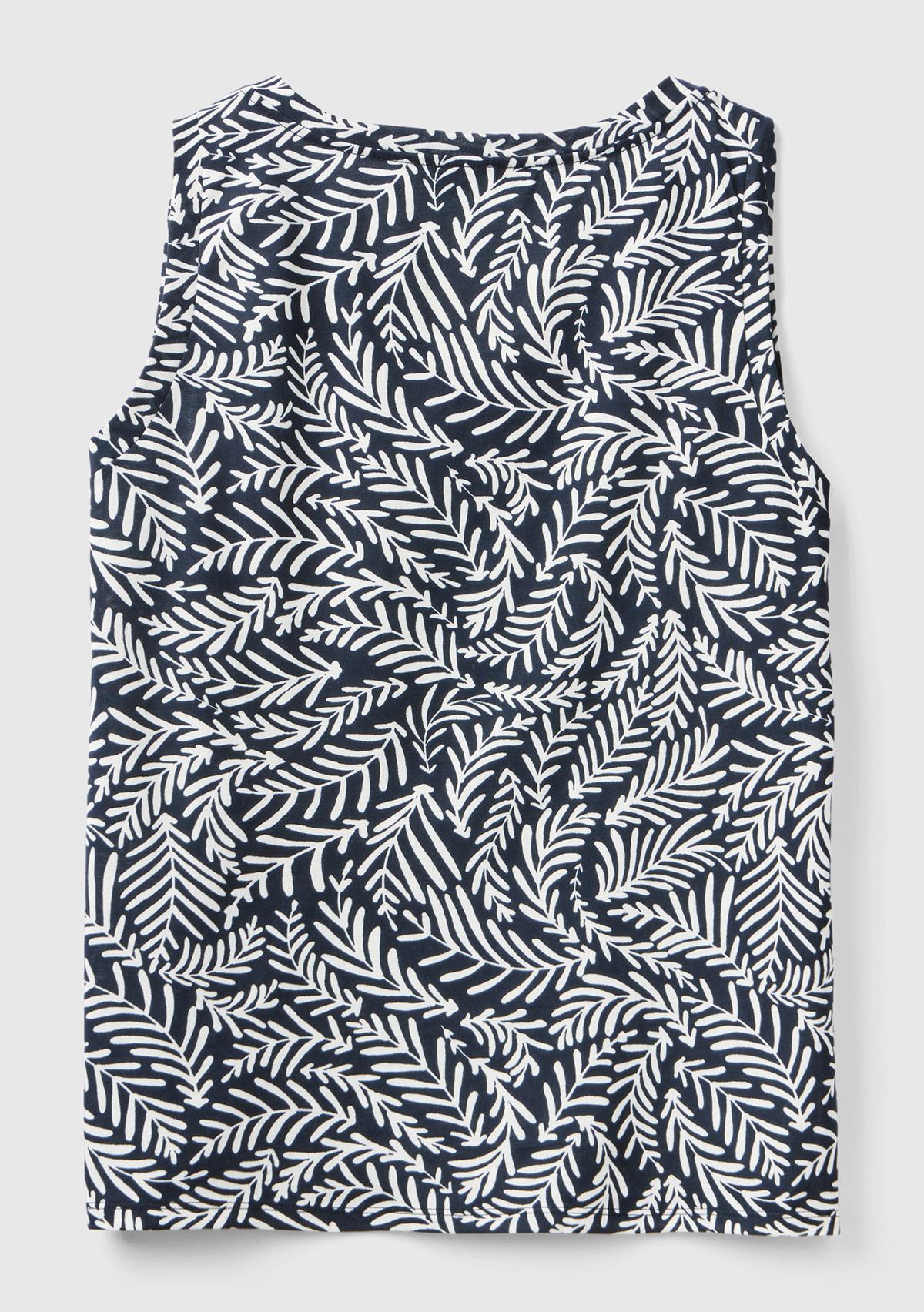 Kadın Siyah-Beyaz %100 Pamuk Tamamı Desenli Yırtmaçlı Geniş V Yaka Atlet