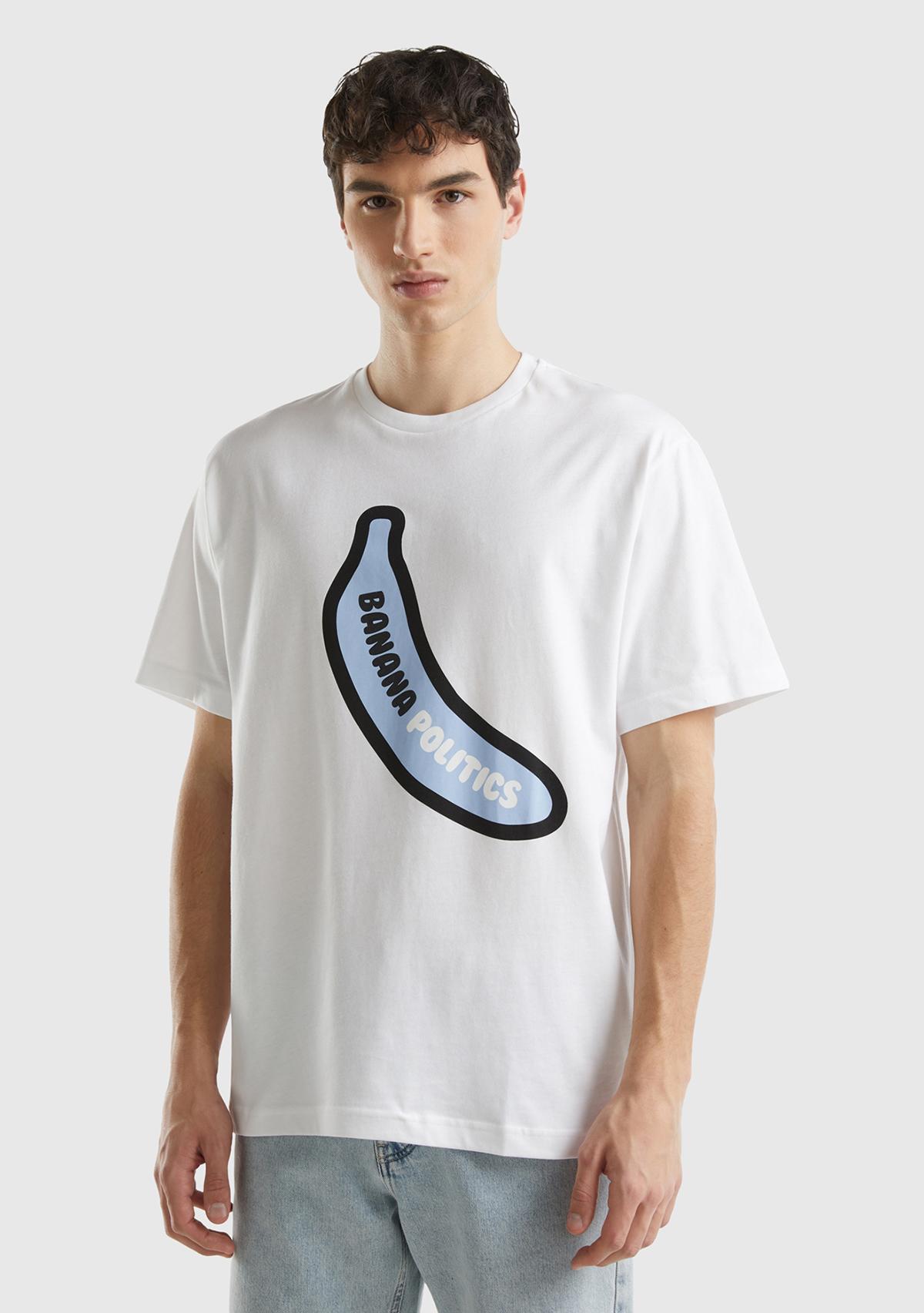 Unisex Beyaz %100 Pamuk Önü Grafik Baskılı Arkası Logo İşlemeli T-Shirt