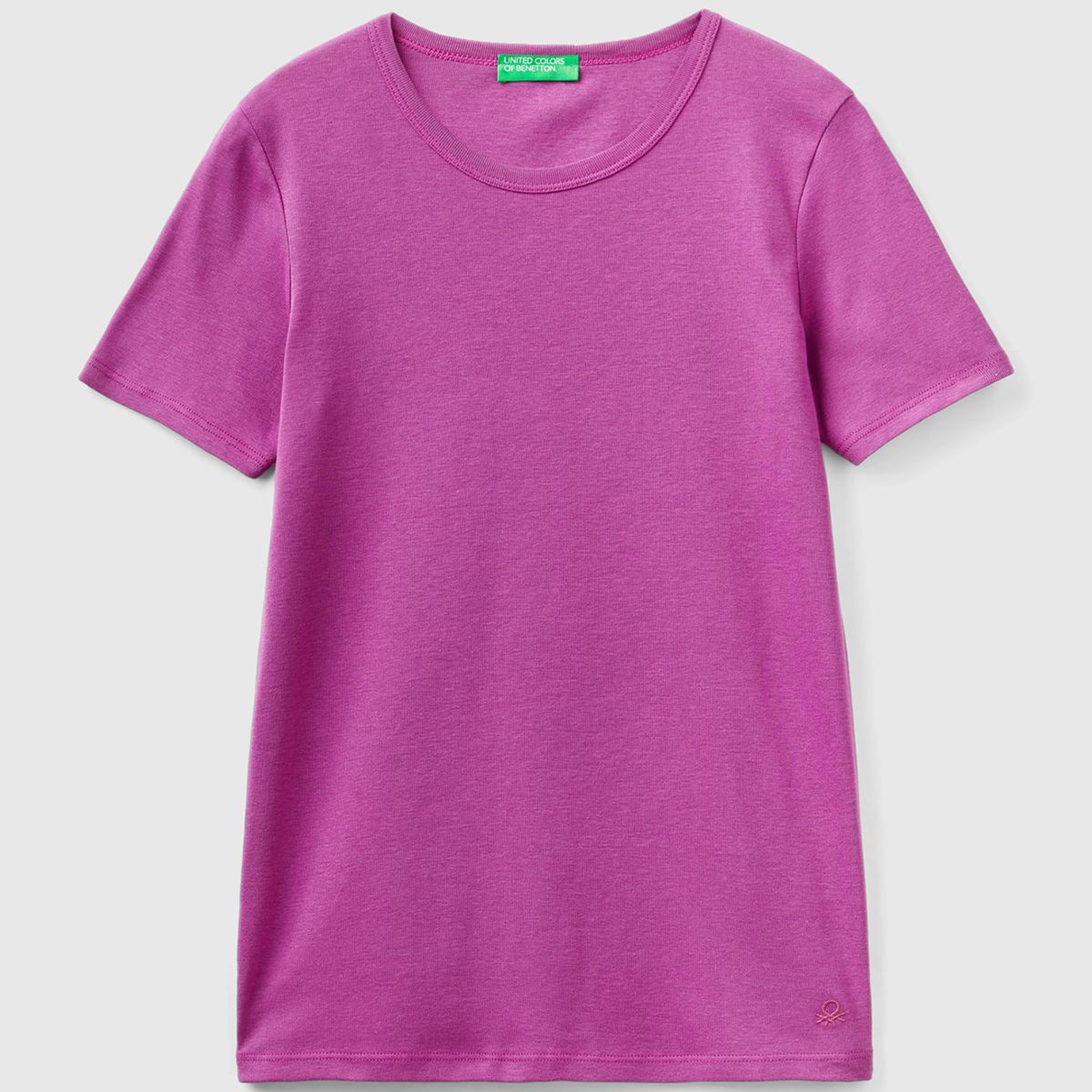 Kadın Mor %100 Koton Basic Kısa Kollu Bisiklet Yaka T-Shirt