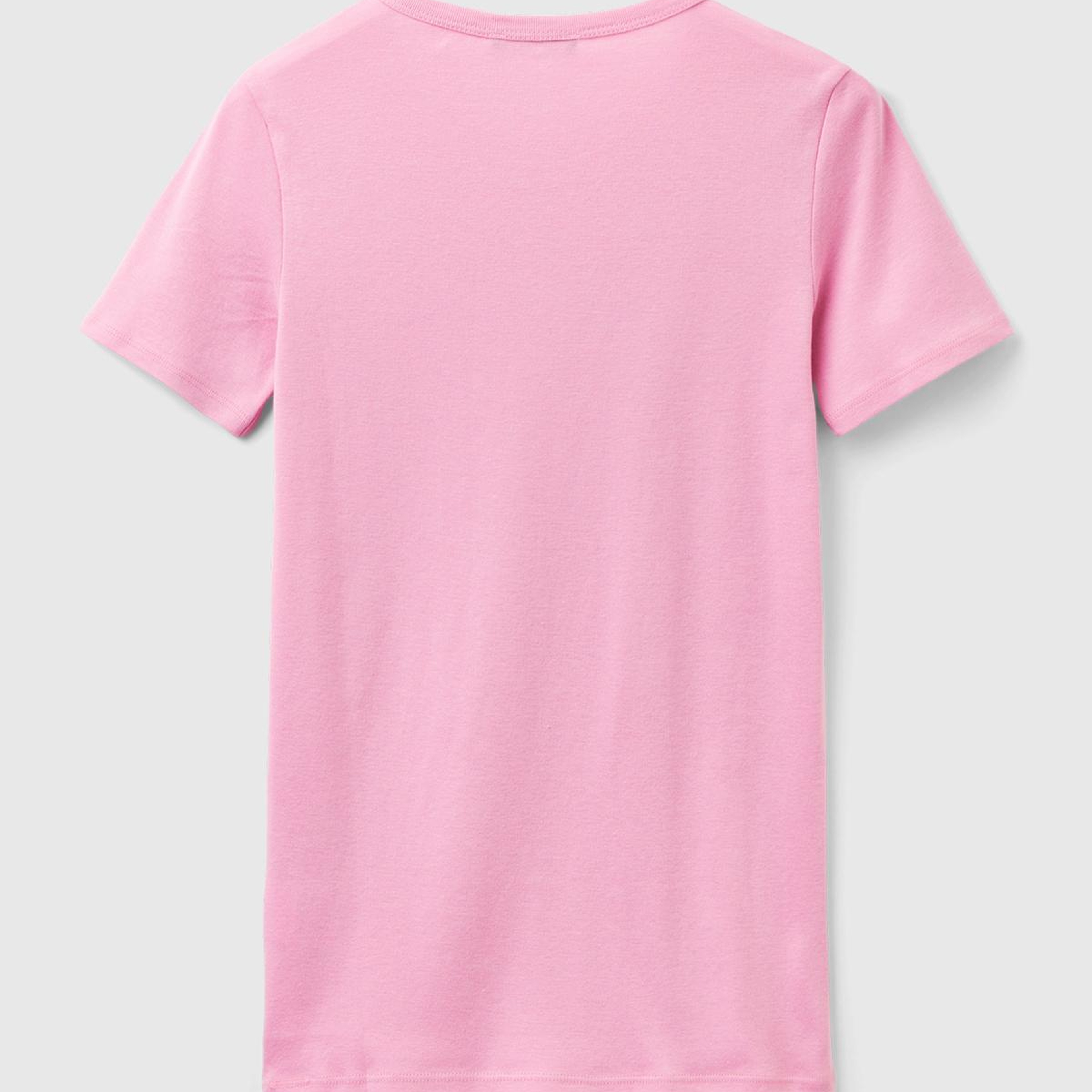 Kadın Açık Pembe %100 Koton Basic Kısa Kollu Bisiklet Yaka T-Shirt