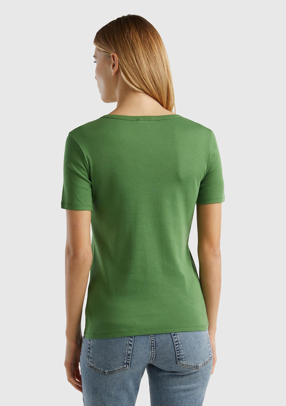 Kadın Soluk Yeşil %100 Koton Basic Kısa Kollu Bisiklet Yaka T-Shirt