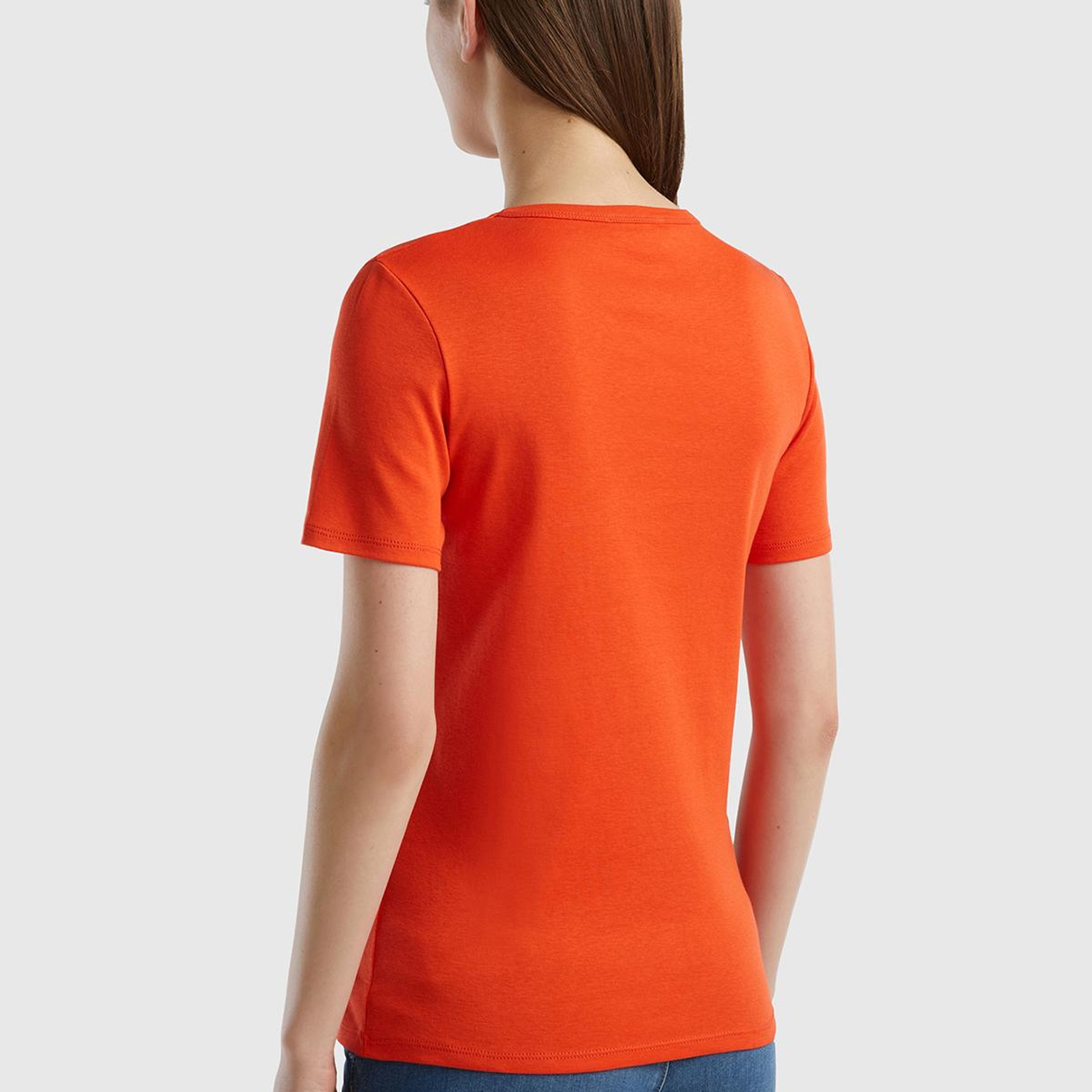 Kadın Kırmızı %100 Koton Basic Kısa Kollu Bisiklet Yaka T-Shirt