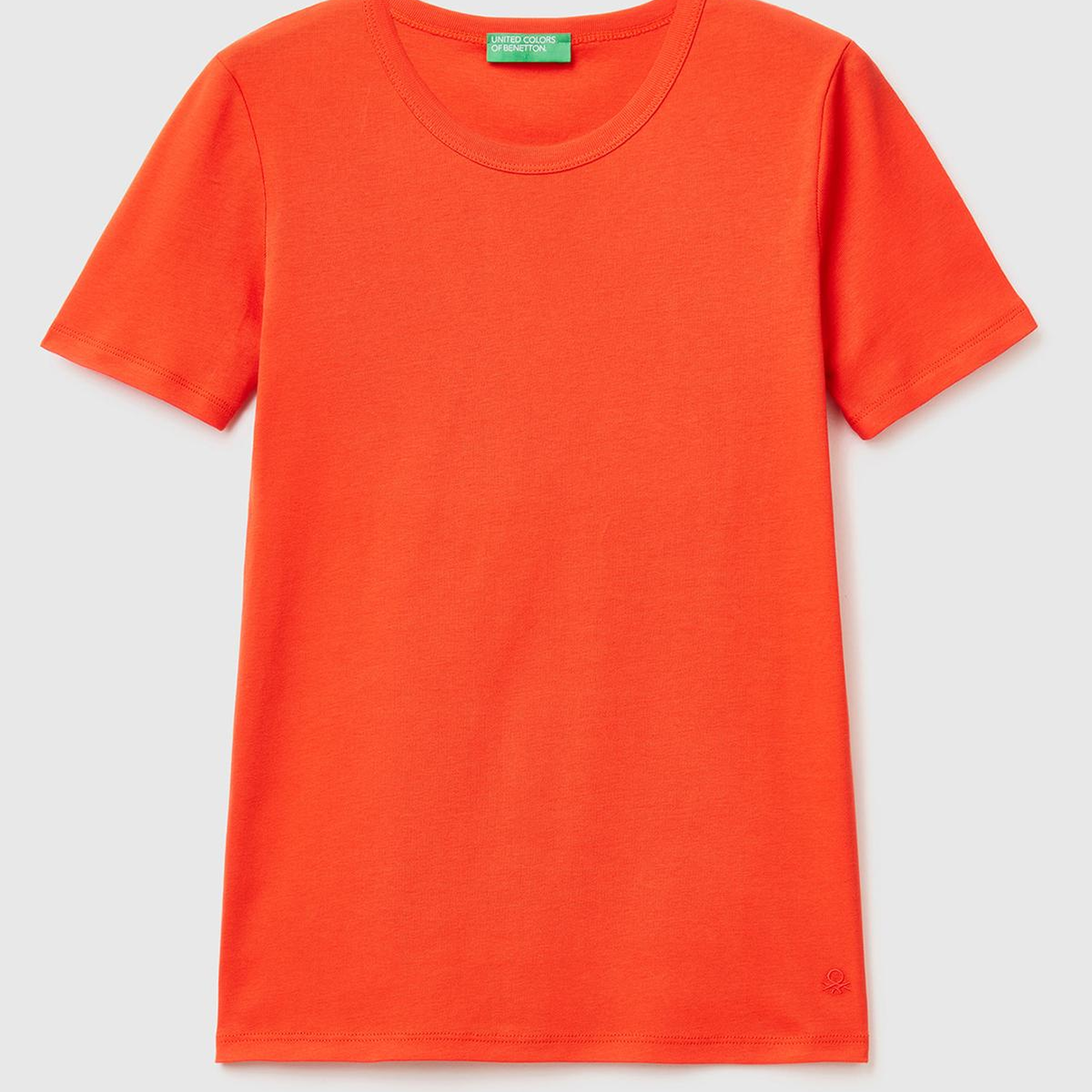 Kadın Kırmızı %100 Koton Basic Kısa Kollu Bisiklet Yaka T-Shirt