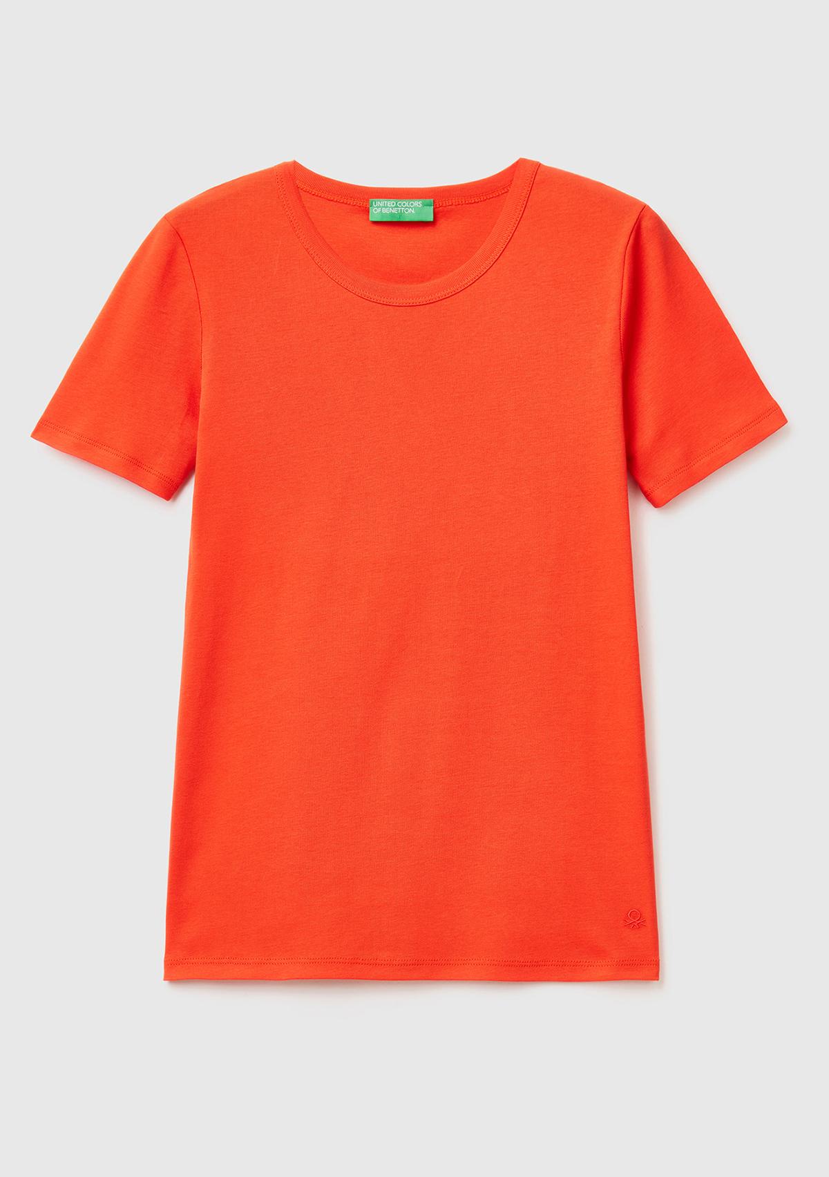 Kadın Kırmızı %100 Koton Basic Kısa Kollu Bisiklet Yaka T-Shirt