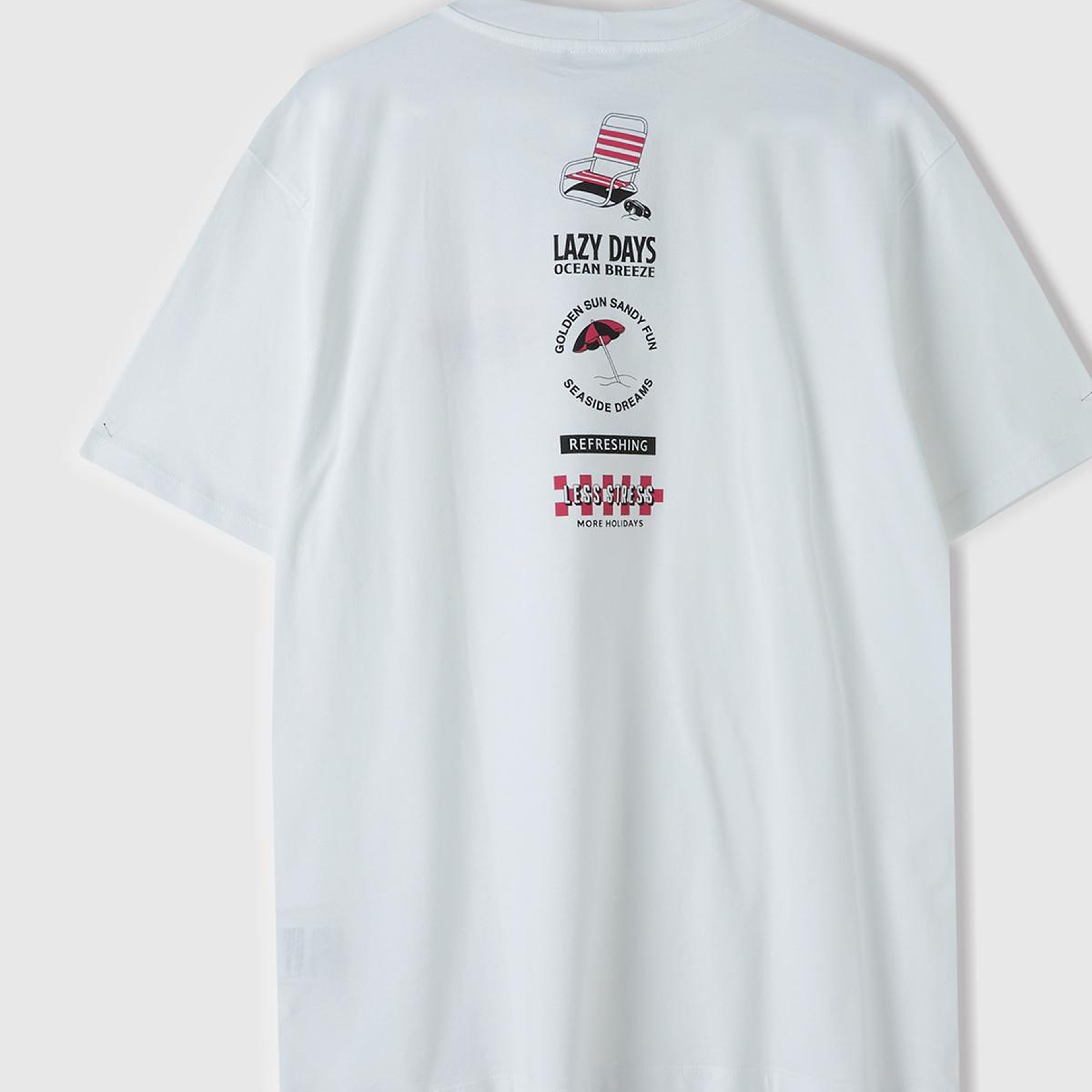 Erkek Beyaz %100 Pamuk Önü Fotoğraf Arkası Slogan Baskılı T-Shirt