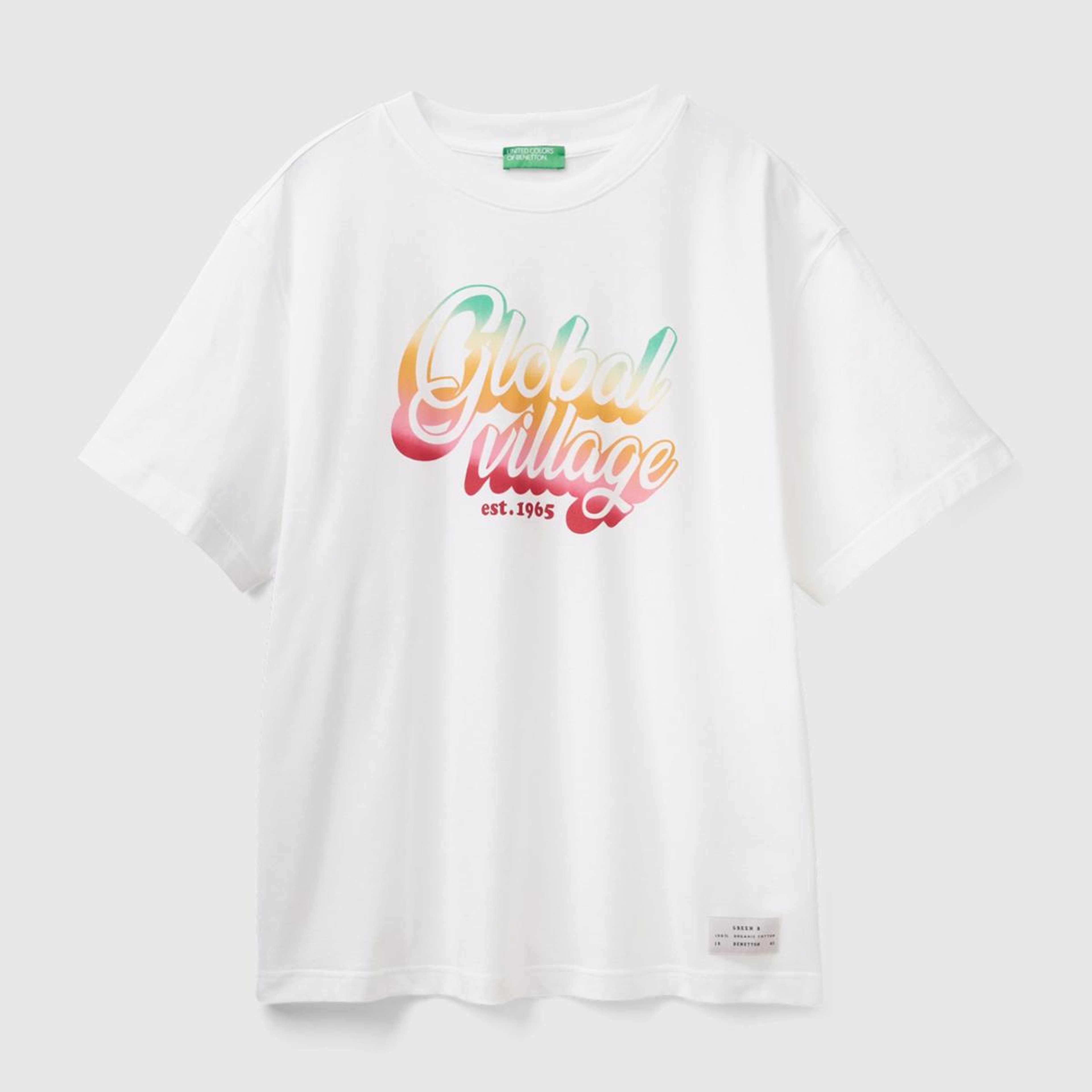 Erkek Beyaz %100 Pamuk Önü Arkası Grafik Baskılı Bisiklet Yaka T-Shirt