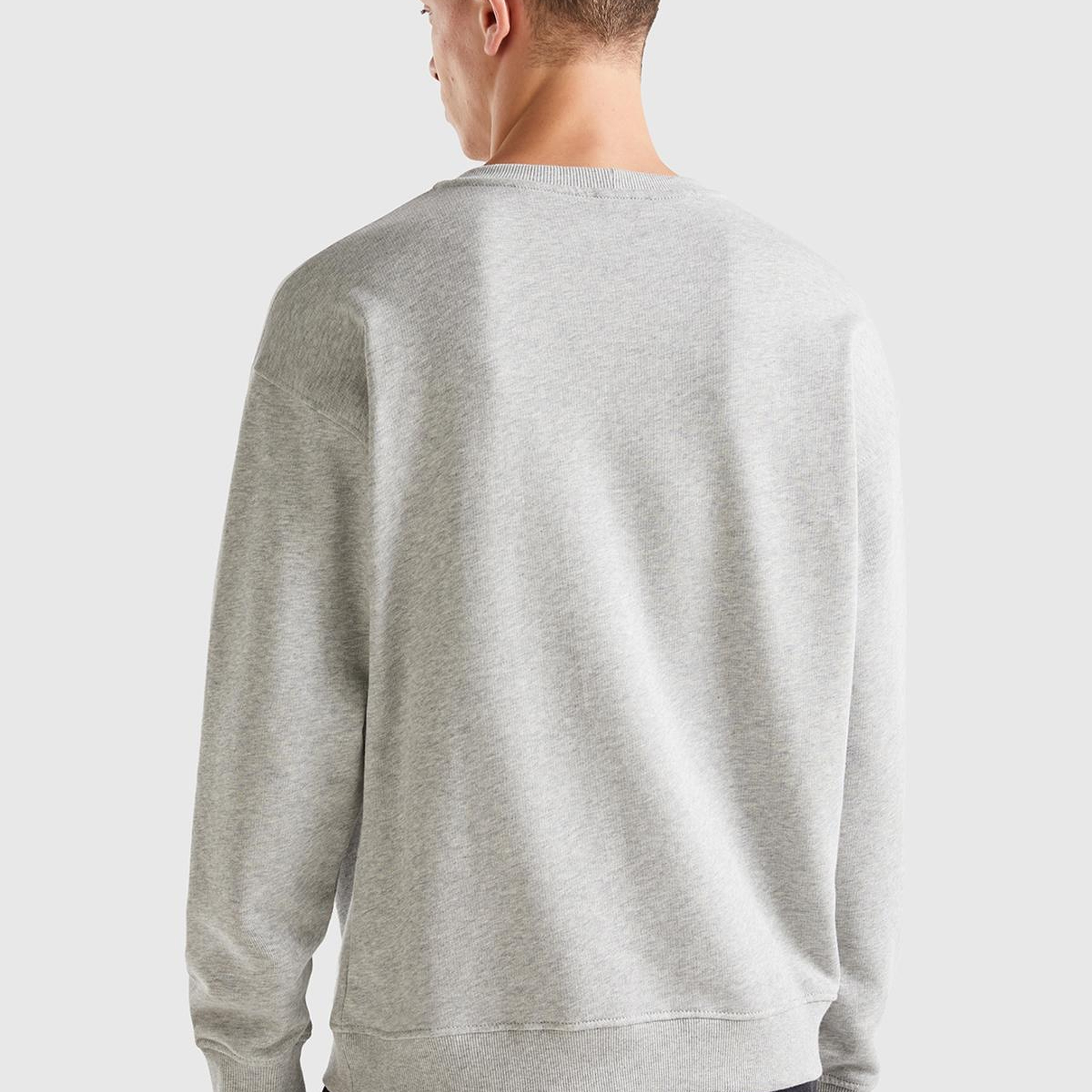 Erkek Gri Melanj Logo Baskılı Sweatshirt