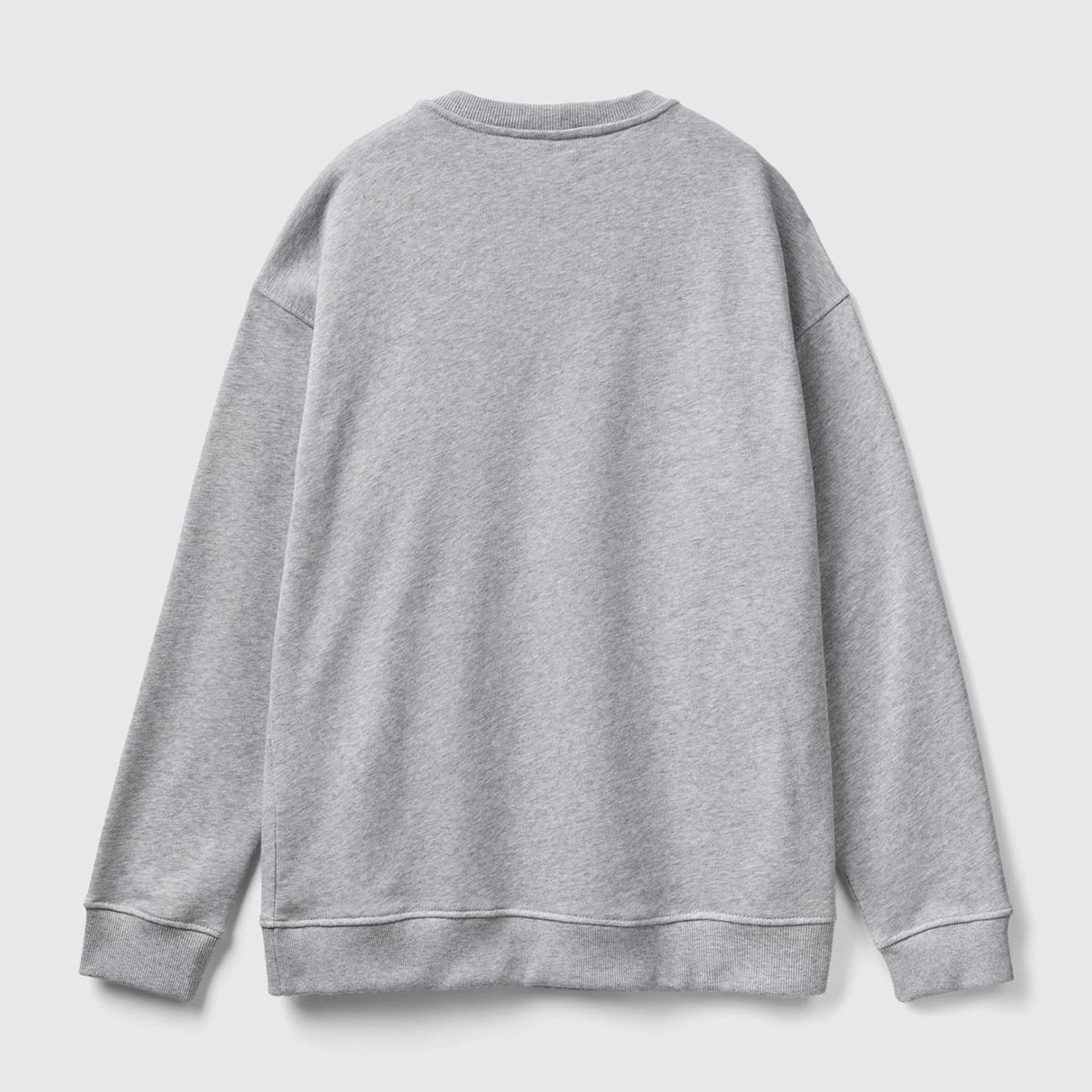 Erkek Gri Melanj Logo Baskılı Sweatshirt