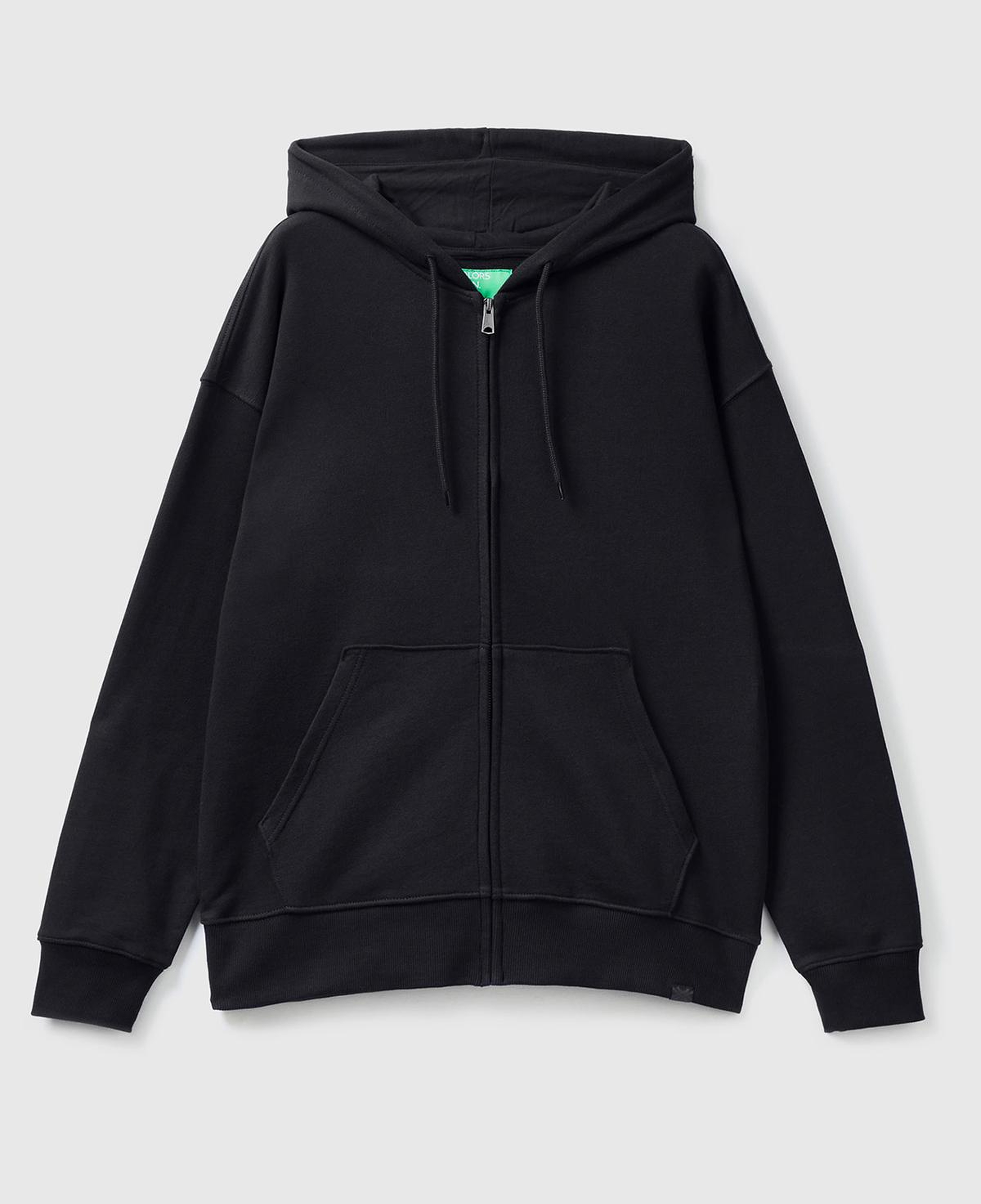 Erkek Siyah Kapüşonlu Fermuarlı Sweatshirt