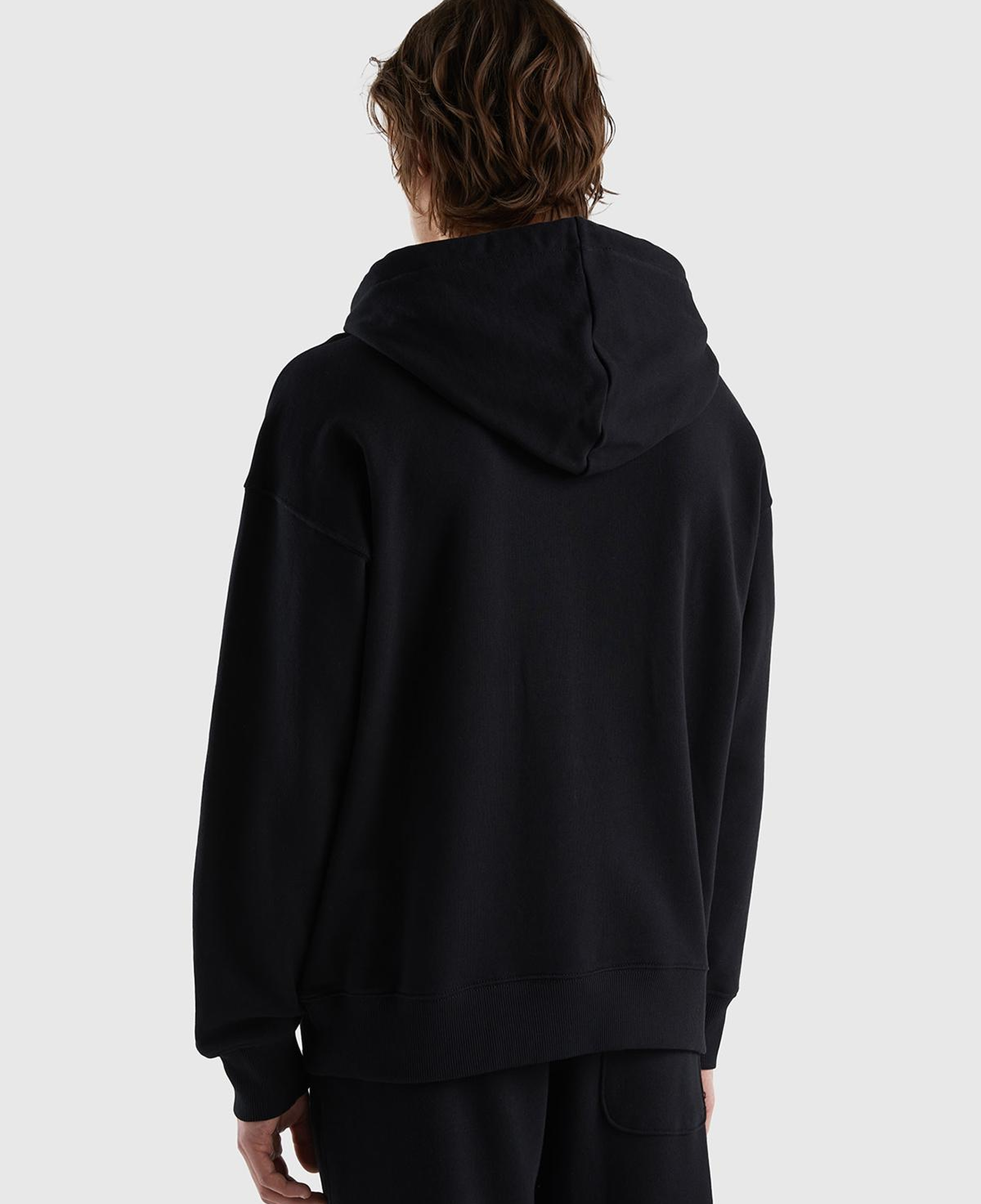 Erkek Siyah Kapüşonlu Fermuarlı Sweatshirt