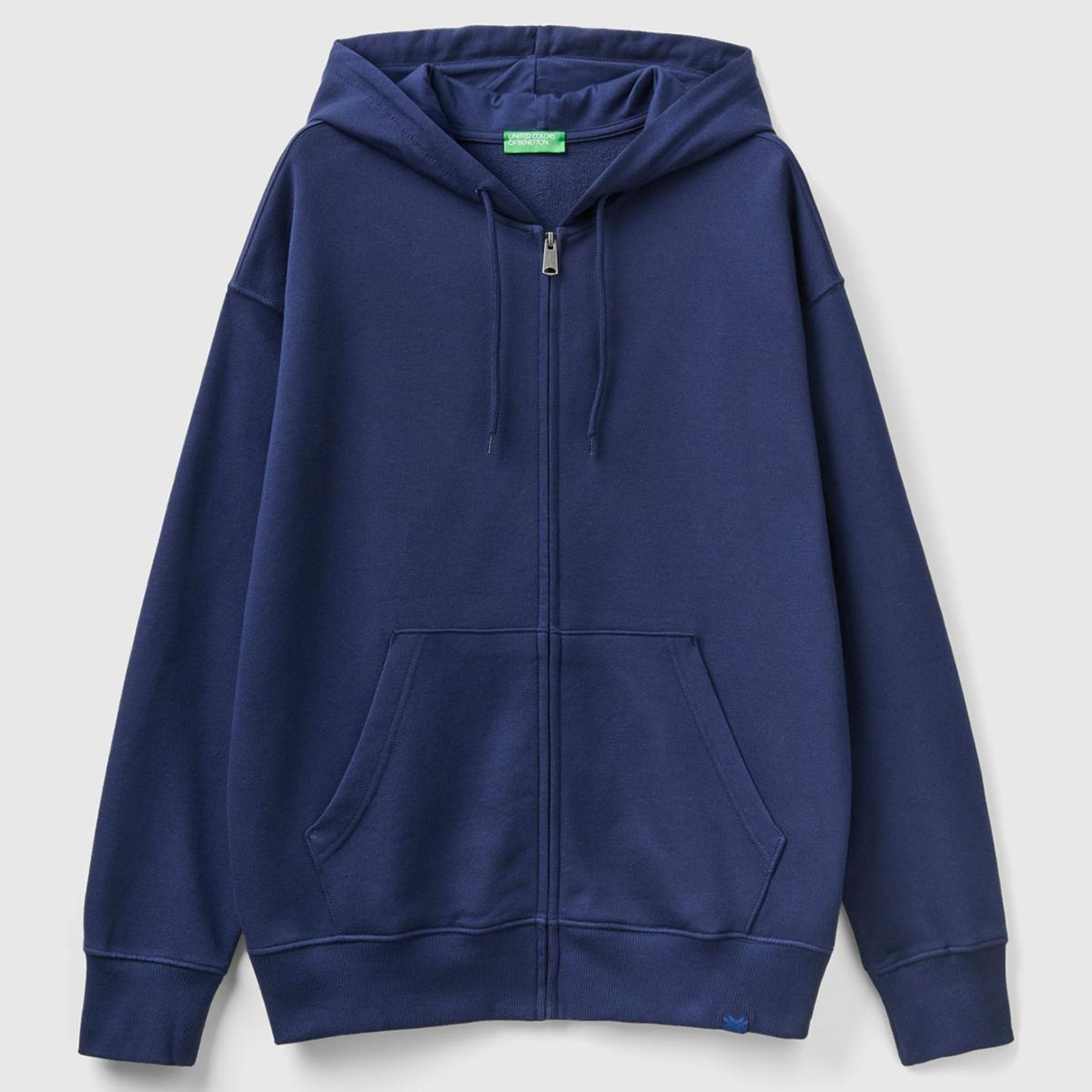 Erkek Koyu Lacivert Kapüşonlu Fermuarlı Sweatshirt