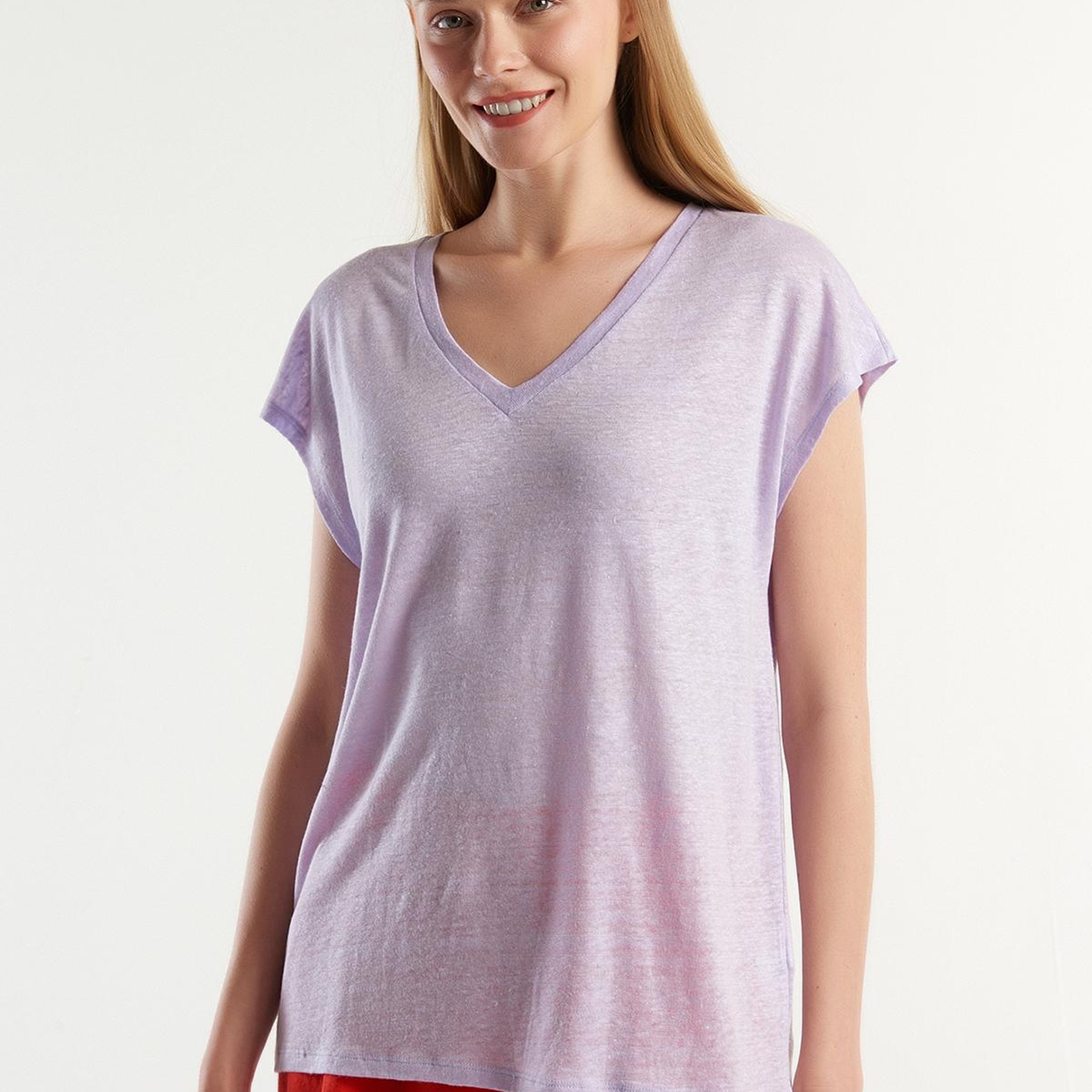 Erkek Mor %100 Pamuk Logo Detaylı Beli Lastikli Bermuda Şort